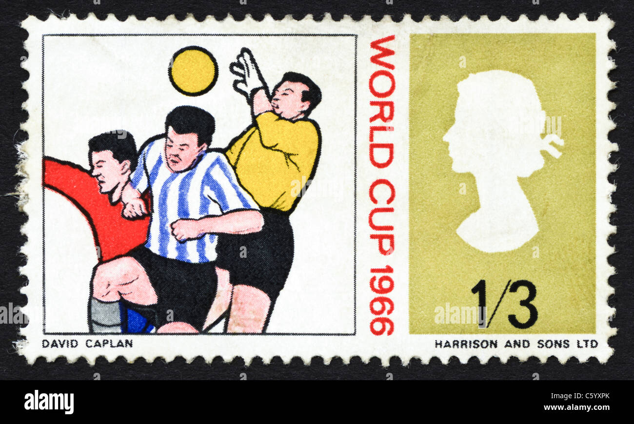 La 1s3d émission d'un timbre 1er juin 1966 à l'occasion de la Coupe du Monde de Football 1966 Banque D'Images