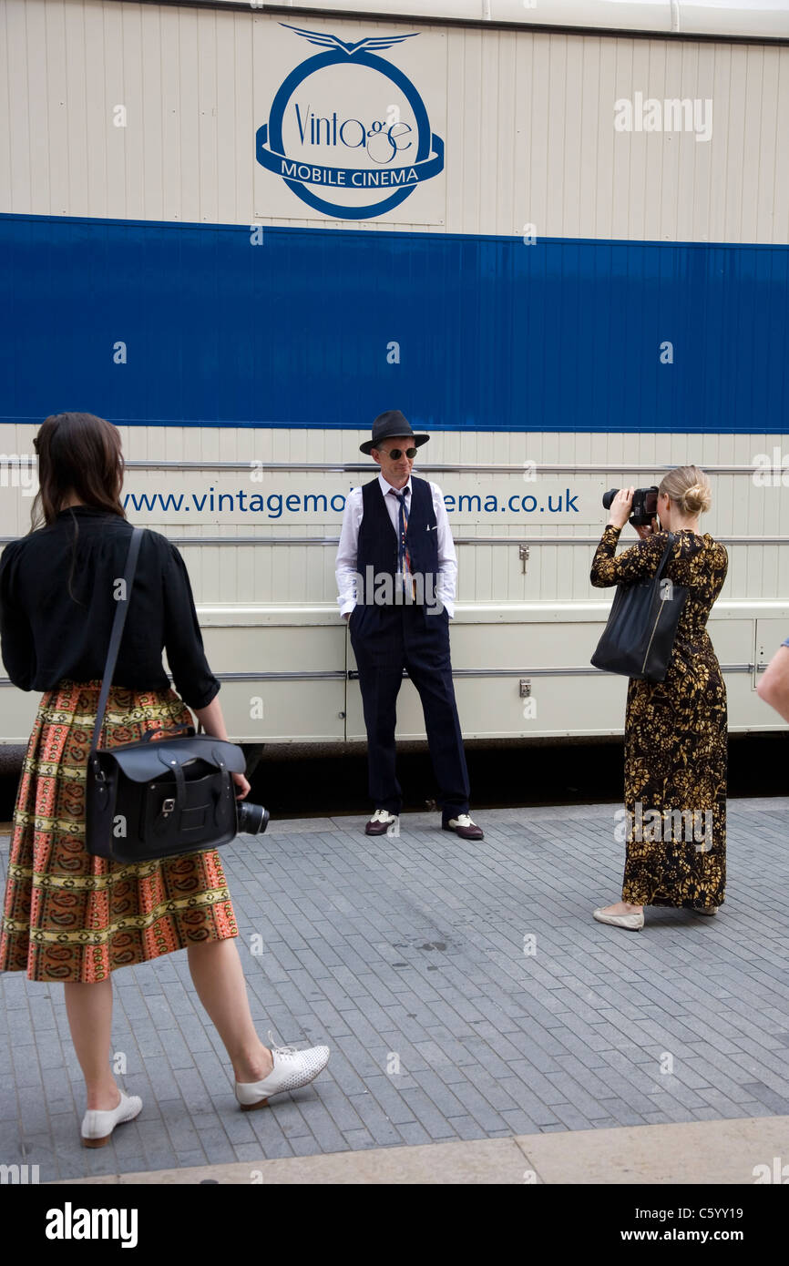 Vintage Cinéma mobile bus à South Bank Banque D'Images