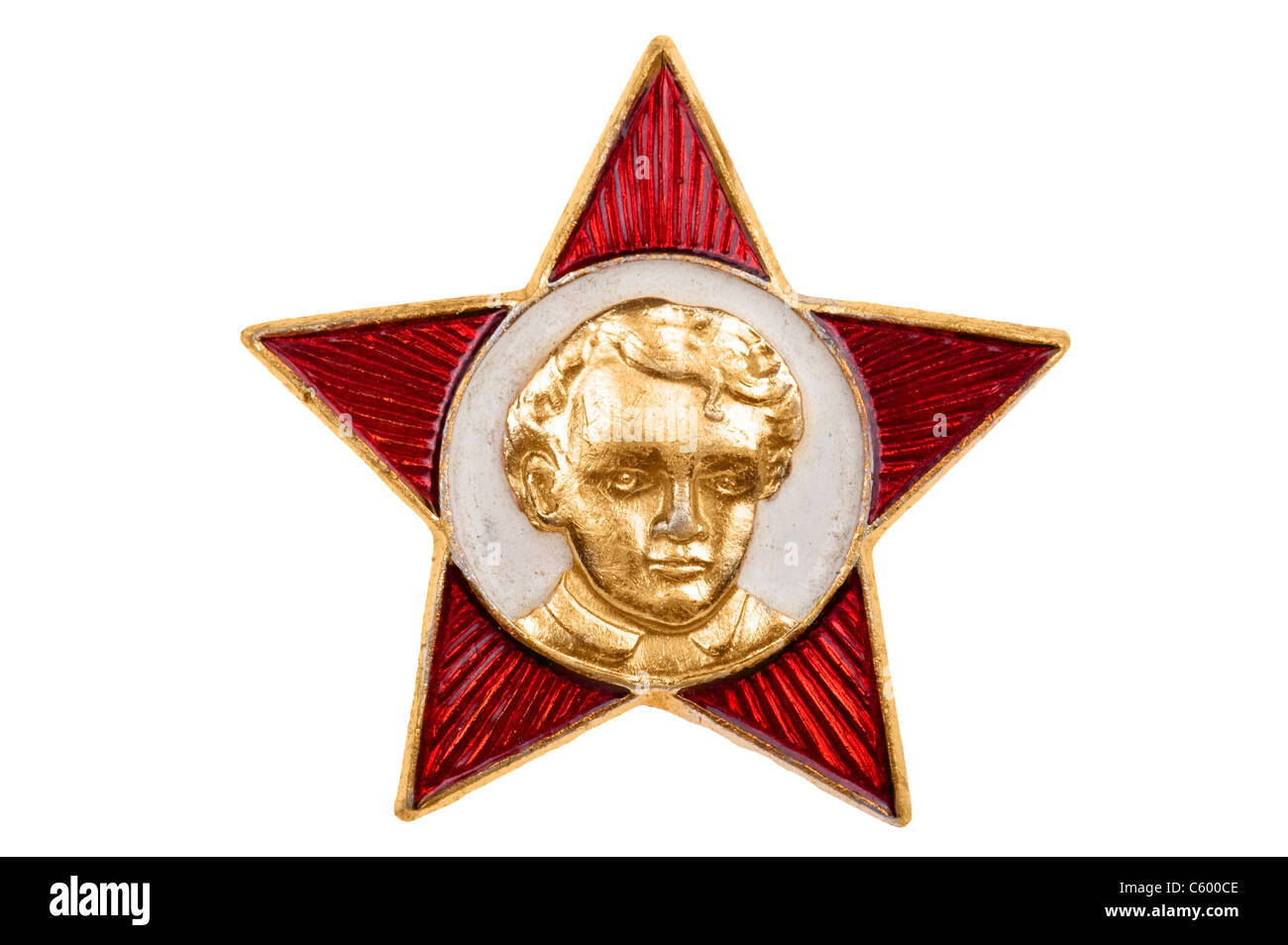 Objet sur blanc - badge soviétique avec Lénine Banque D'Images