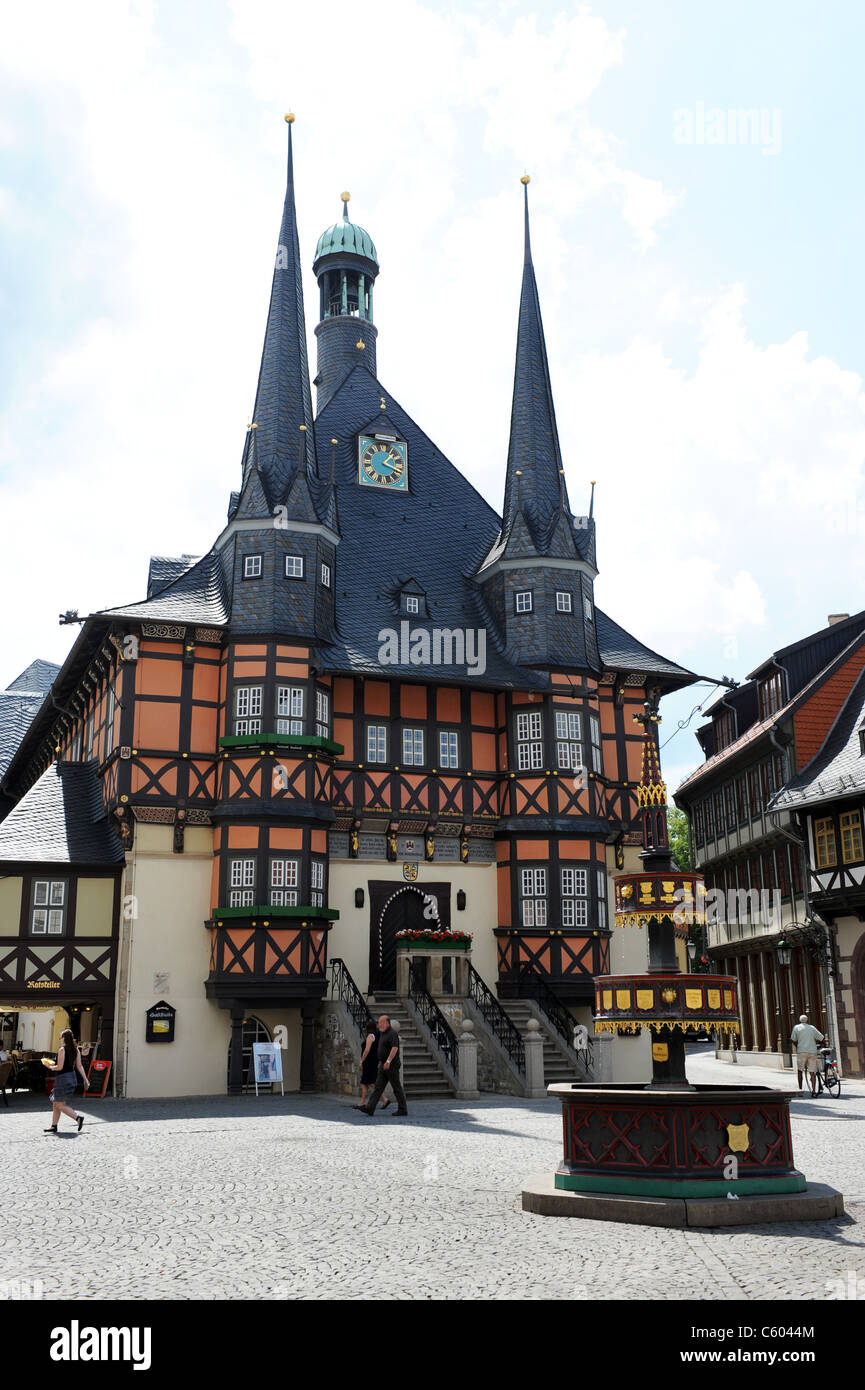 Rathaus Wernigerode Harz dans le district de Saxe-anhalt Allemagne Allemagne Deutschland Banque D'Images