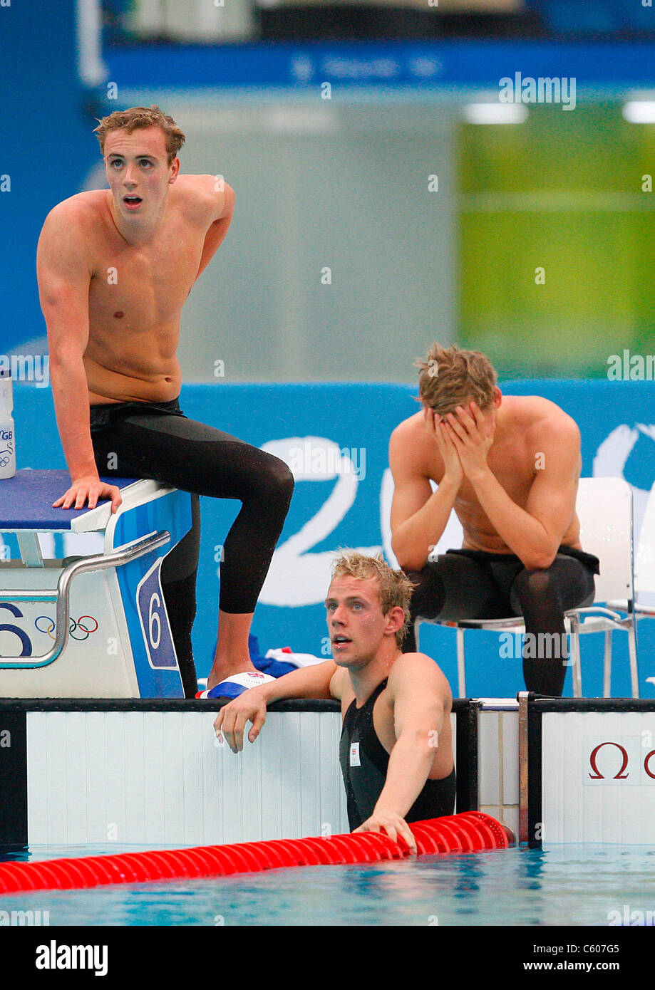 ROBBIE RENWICK ROSS DAVENPORT MENS 4 X 200 m nage libre Relais STADE OLYMPIQUE BEIJING Chine 13 Août 2008 Banque D'Images