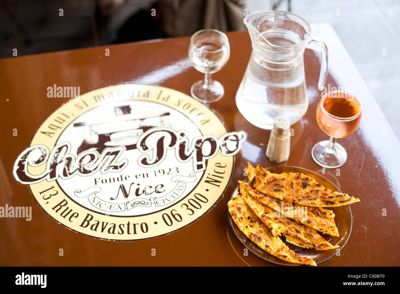 Chez Pipo, Socca, restaurant, café, Nice, France Banque D'Images