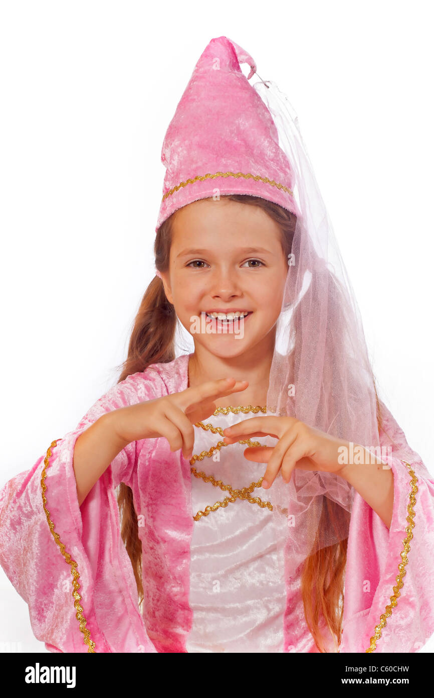 Fillette de huit ans dans un costume habillé comme une fée Banque D'Images