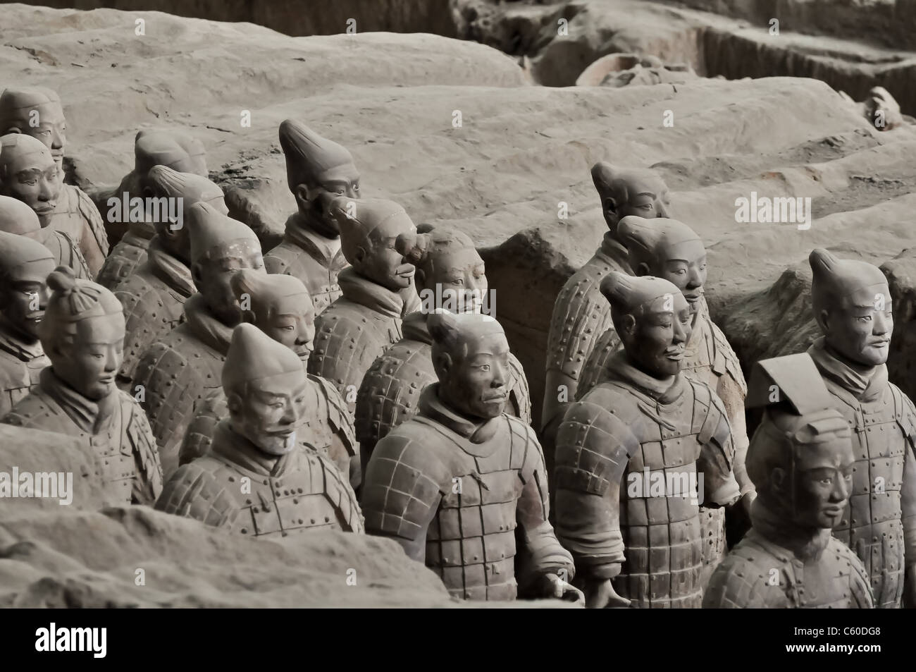 Un tableau de guerriers en terre cuite chinois de Xi'an tombe Banque D'Images