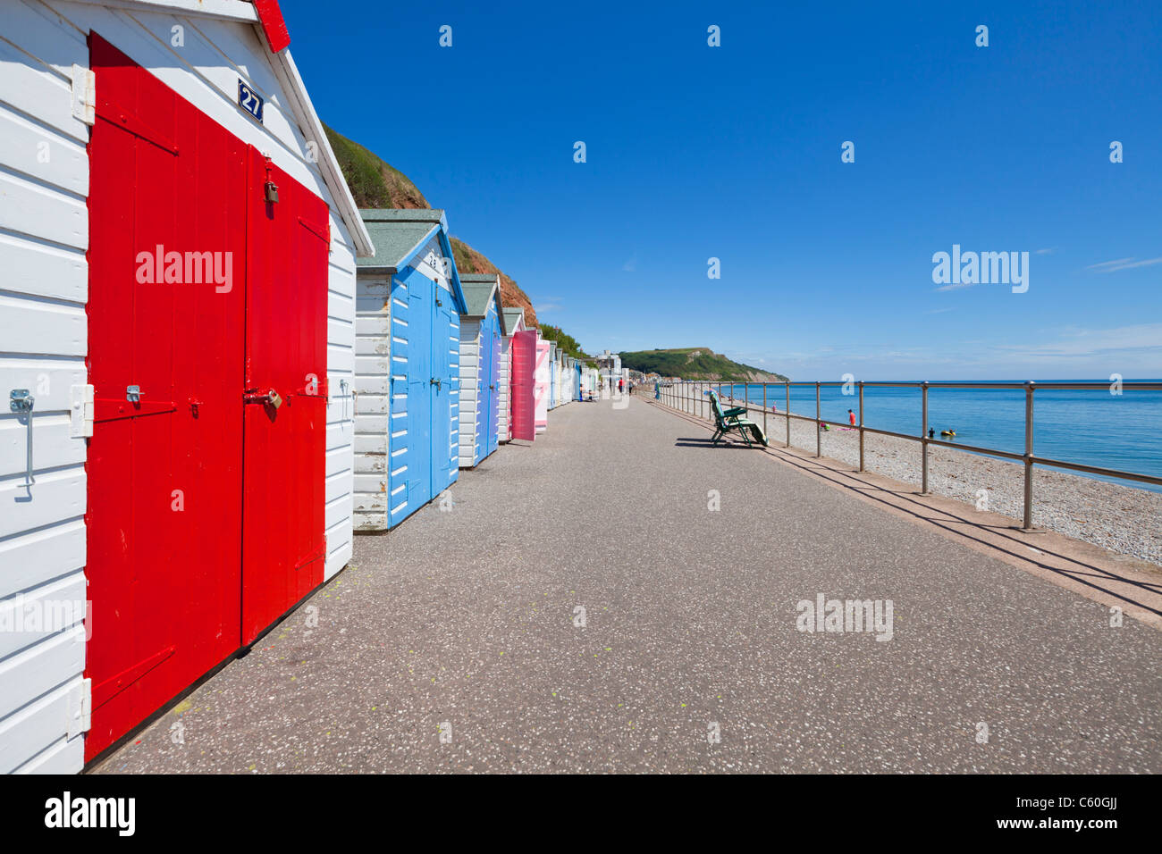 Beach huts seaton Devon patrimoine côte Angleterre Royaume-Uni GB Europe Banque D'Images