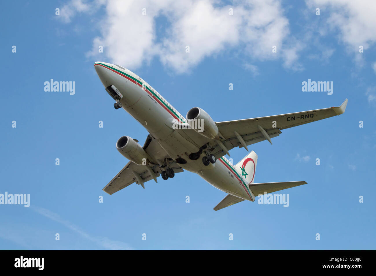 Un Boeing 737 de la compagnie aérienne marocaine Royal Air Maroc - RAM en approche finale Banque D'Images