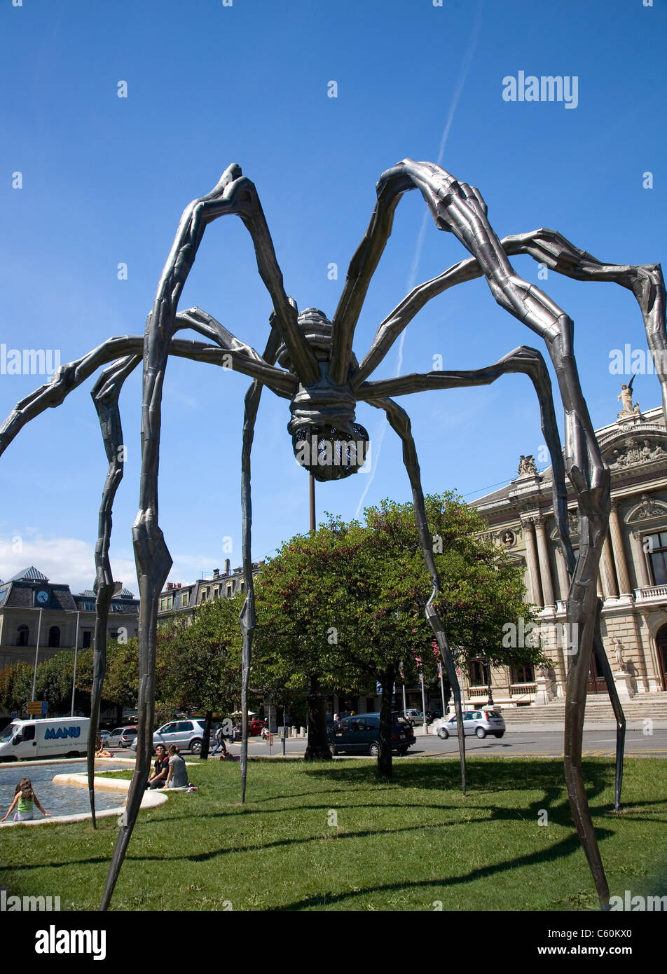 'Maman' sculpture Spider à Genève Banque D'Images