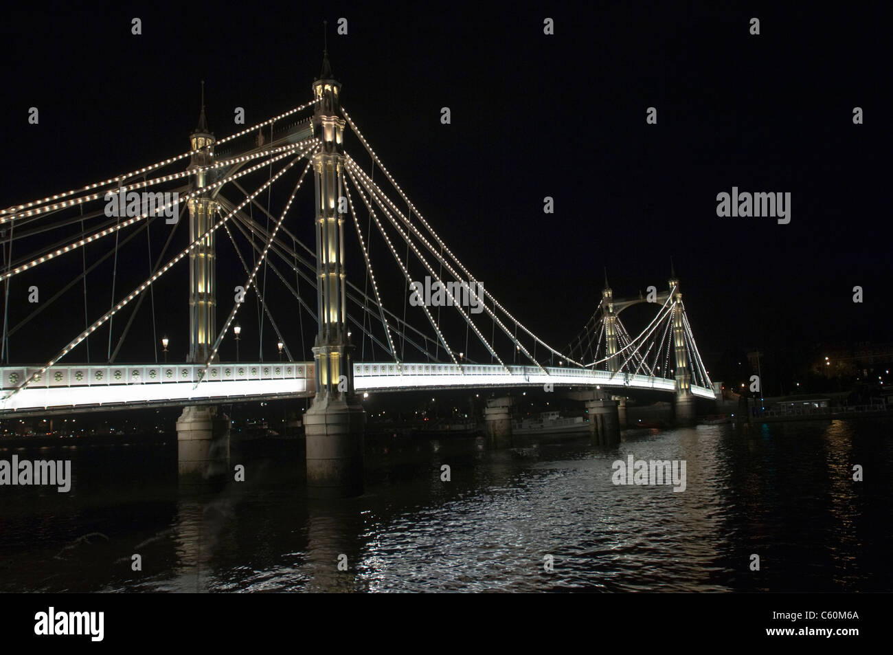 Albert Bridge lit up at night Banque D'Images