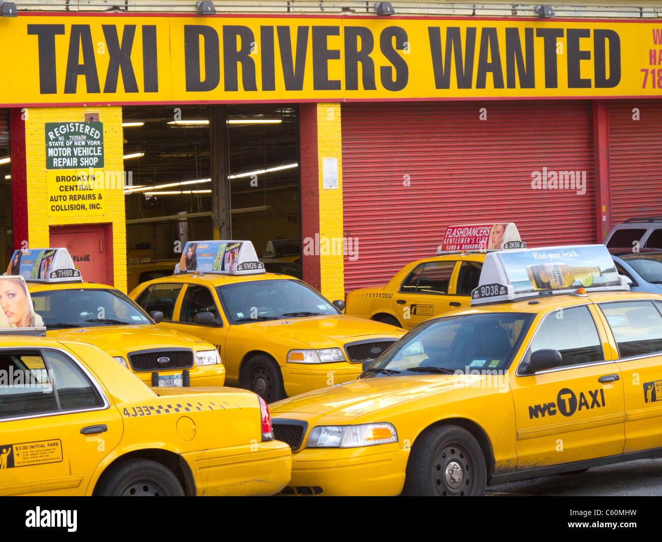 Les chauffeurs de taxi a voulu signer Banque D'Images