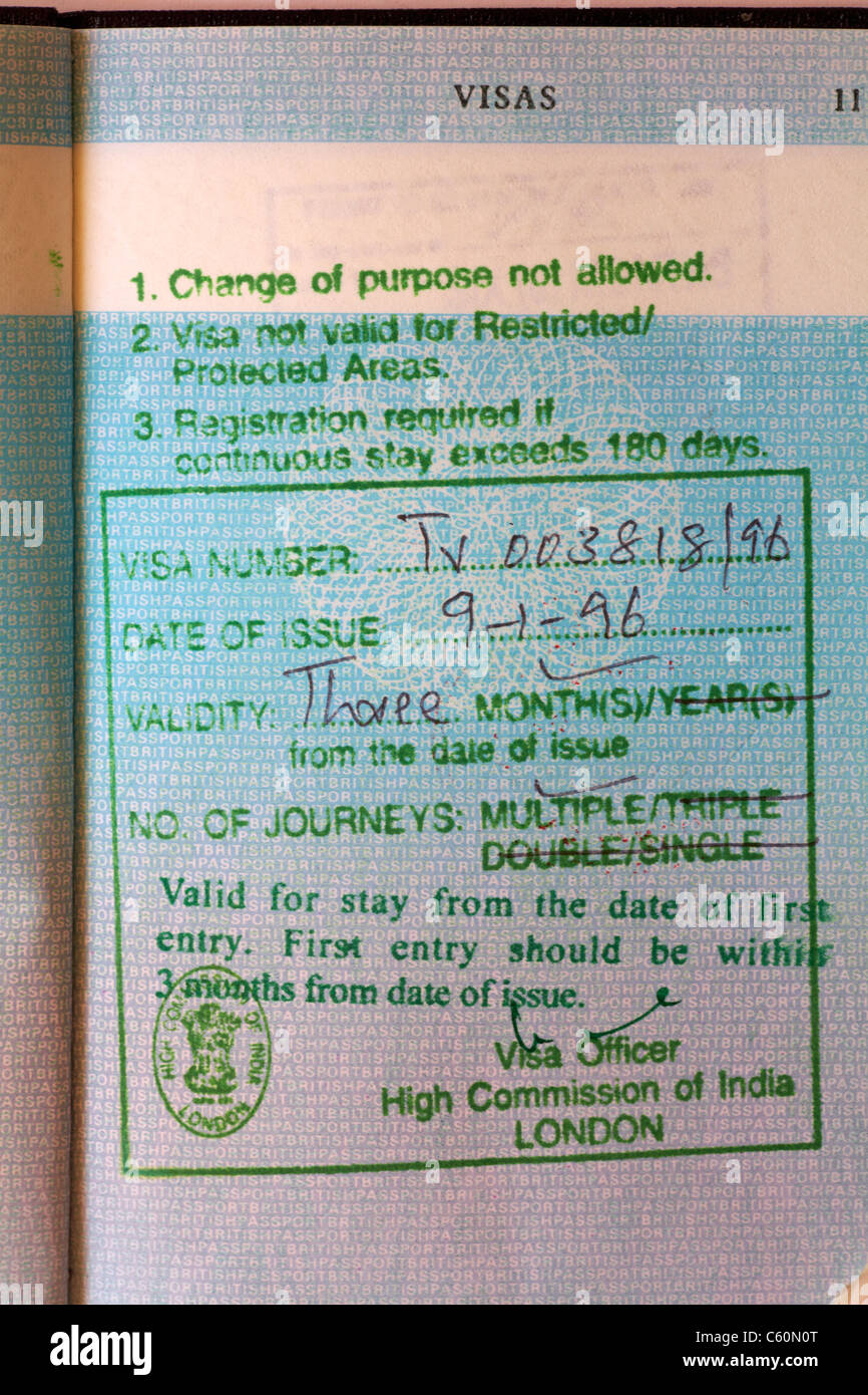 Tampon de visa de passeport britannique par haut-commissariat de l'Inde  Londres Photo Stock - Alamy