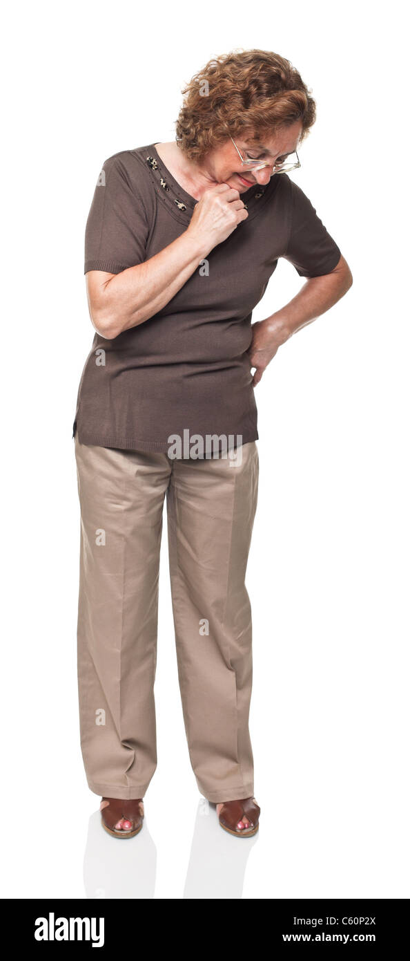 Old woman portrait isolated on white Banque D'Images