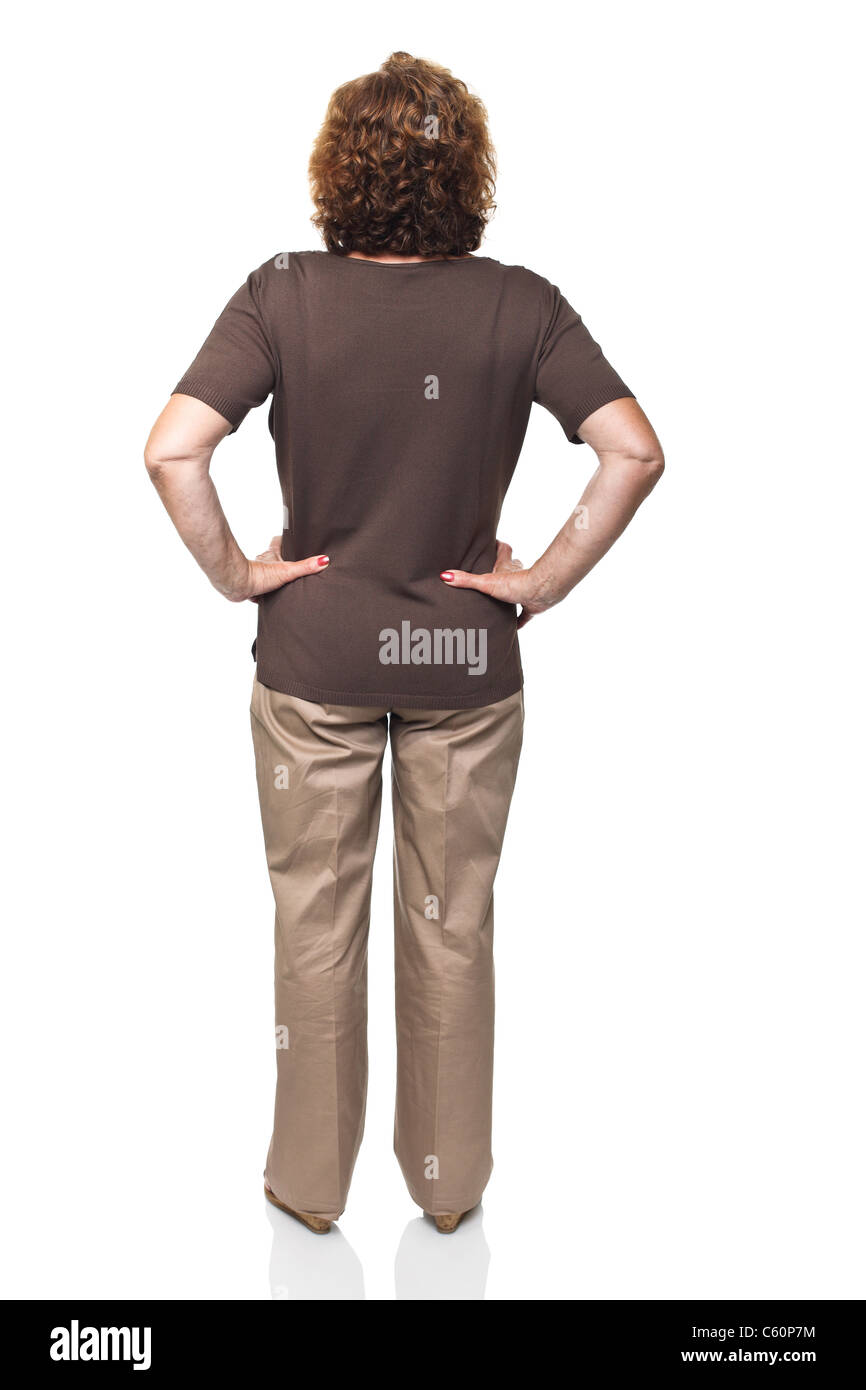 Portrait of senior woman isolé sur fond blanc Banque D'Images