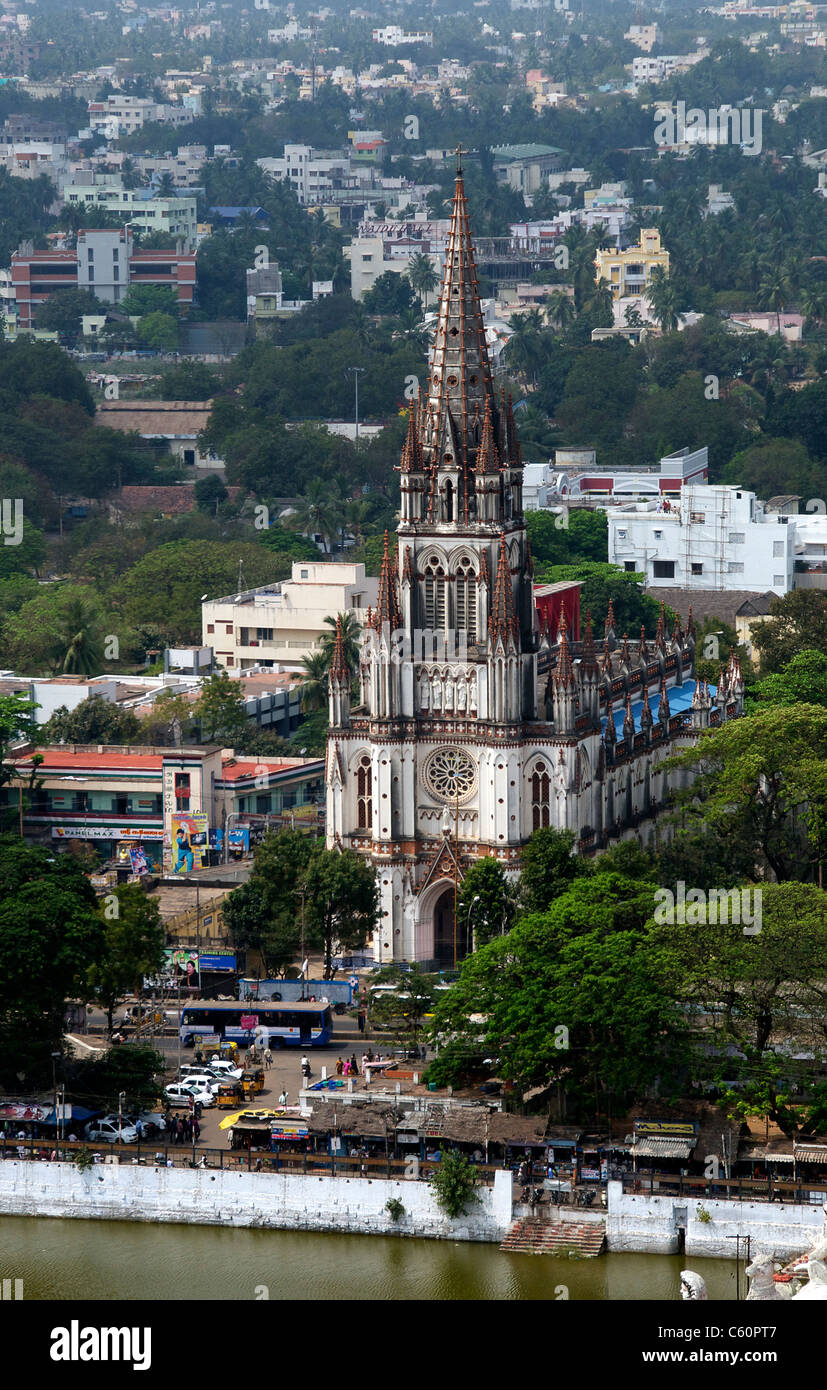 Vue aérienne Lourdes Tiruchirapalli Tamil Nadu Inde du Sud Banque D'Images