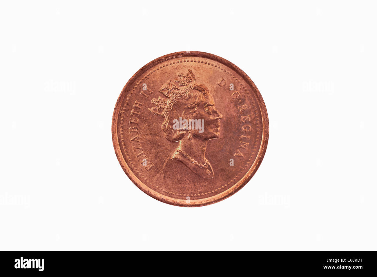 Detailansicht einer kanadischen 1 100 Münze aus dem Jahr 1997 | photo de détail un 1 cents du Canada à partir de l'année 1997 Banque D'Images