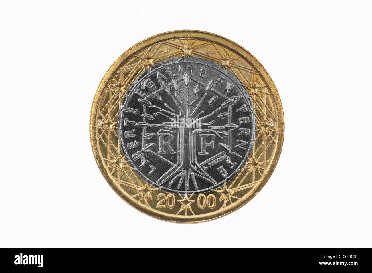 Detailansicht der Rückseite mit 1- Euro Münze aus Frankreich | photo détail d'un verso d'une pièce de 1 Euro à partir de la France Banque D'Images