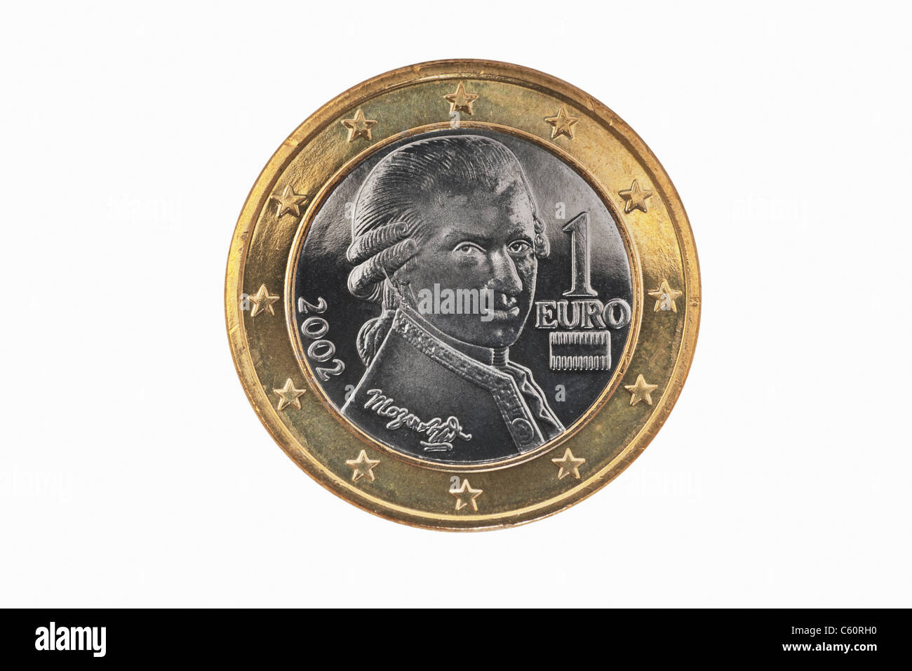 Detailansicht der Rückseite mit 1- Euro Münze aus Österreich | photo détail d'un verso d'une pièce de 1 Euro de l'Autriche Banque D'Images