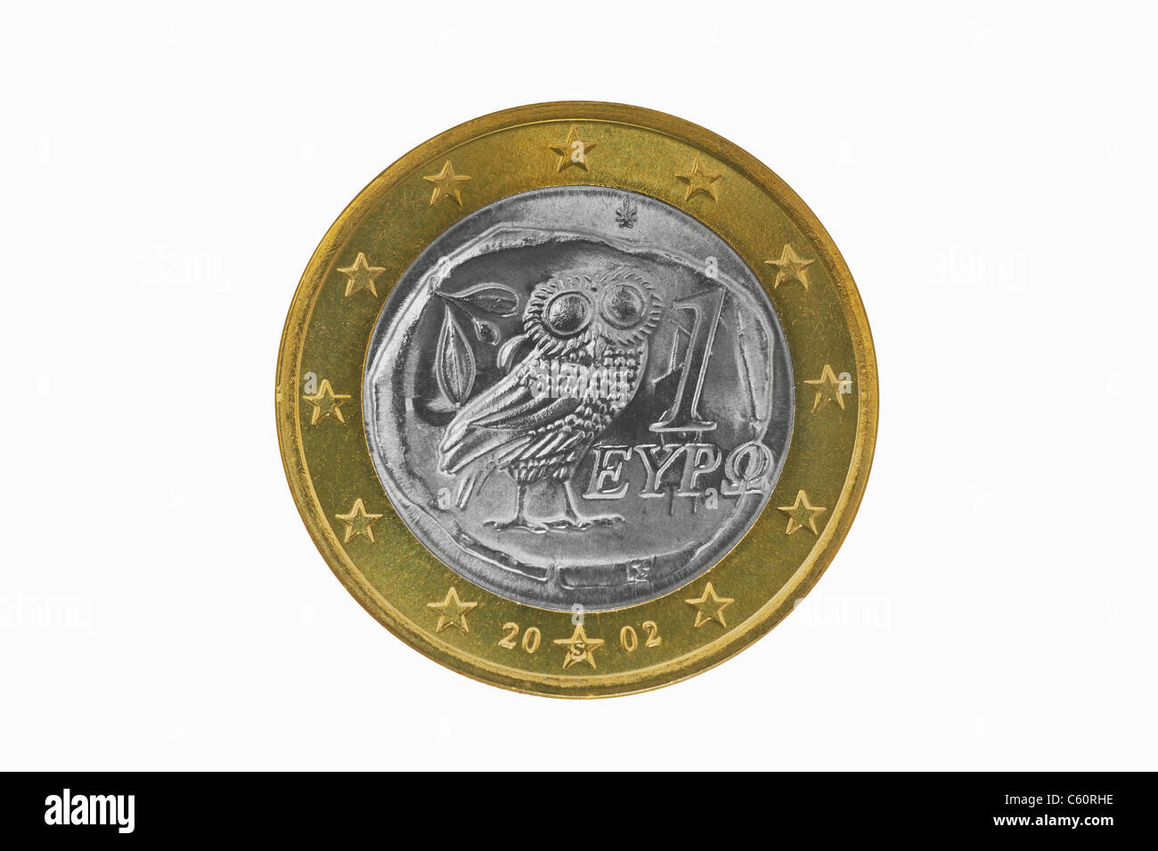Detailansicht der Rückseite mit 1- Euro Münze aus Spanien | photo détail d'un verso d'une pièce de 1 euro de la Grèce Banque D'Images