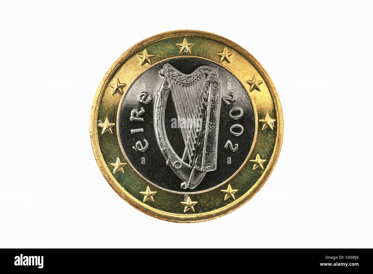 Detailansicht der Rückseite mit 1- Euro Münze aus Schweiz | photo détail d'un verso d'une pièce de 1 Euro de l'Irlande Banque D'Images