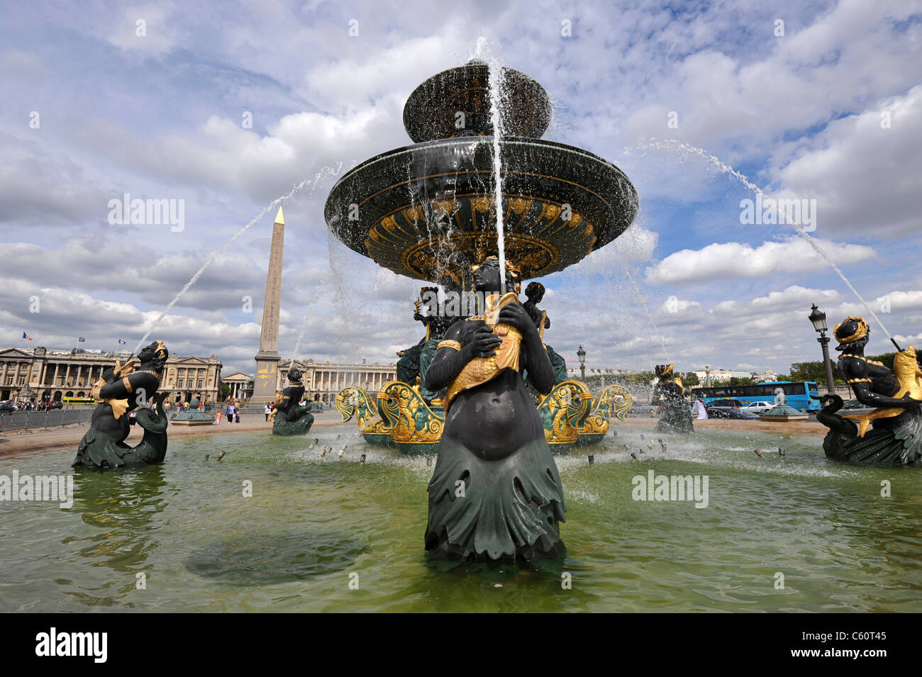 La fontaine des Mers, Place de la Concorde, Paris, France Banque D'Images