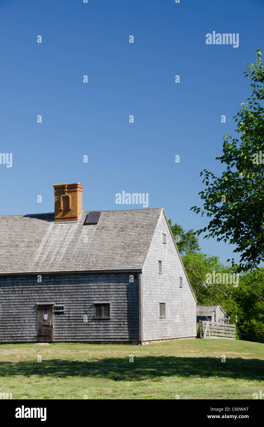 L'île de Nantucket, Massachusetts. Jethro Coffin House, la plus ancienne maison de Nantucket, vers 1686. Banque D'Images