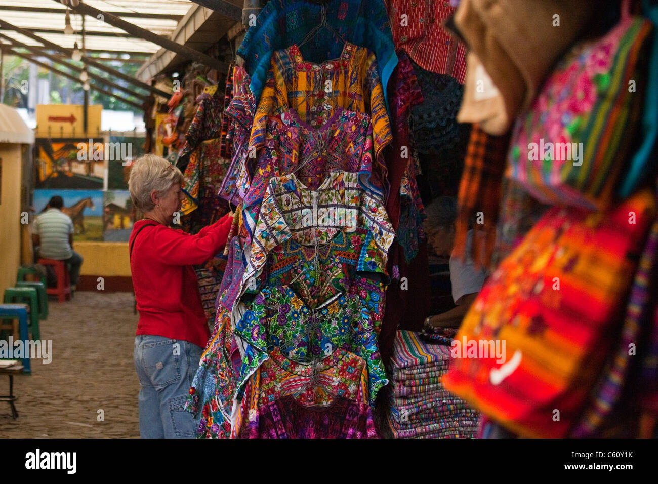 Mercado de Artesanias, Marché des artisans, Antigua, Guatemala Banque D'Images