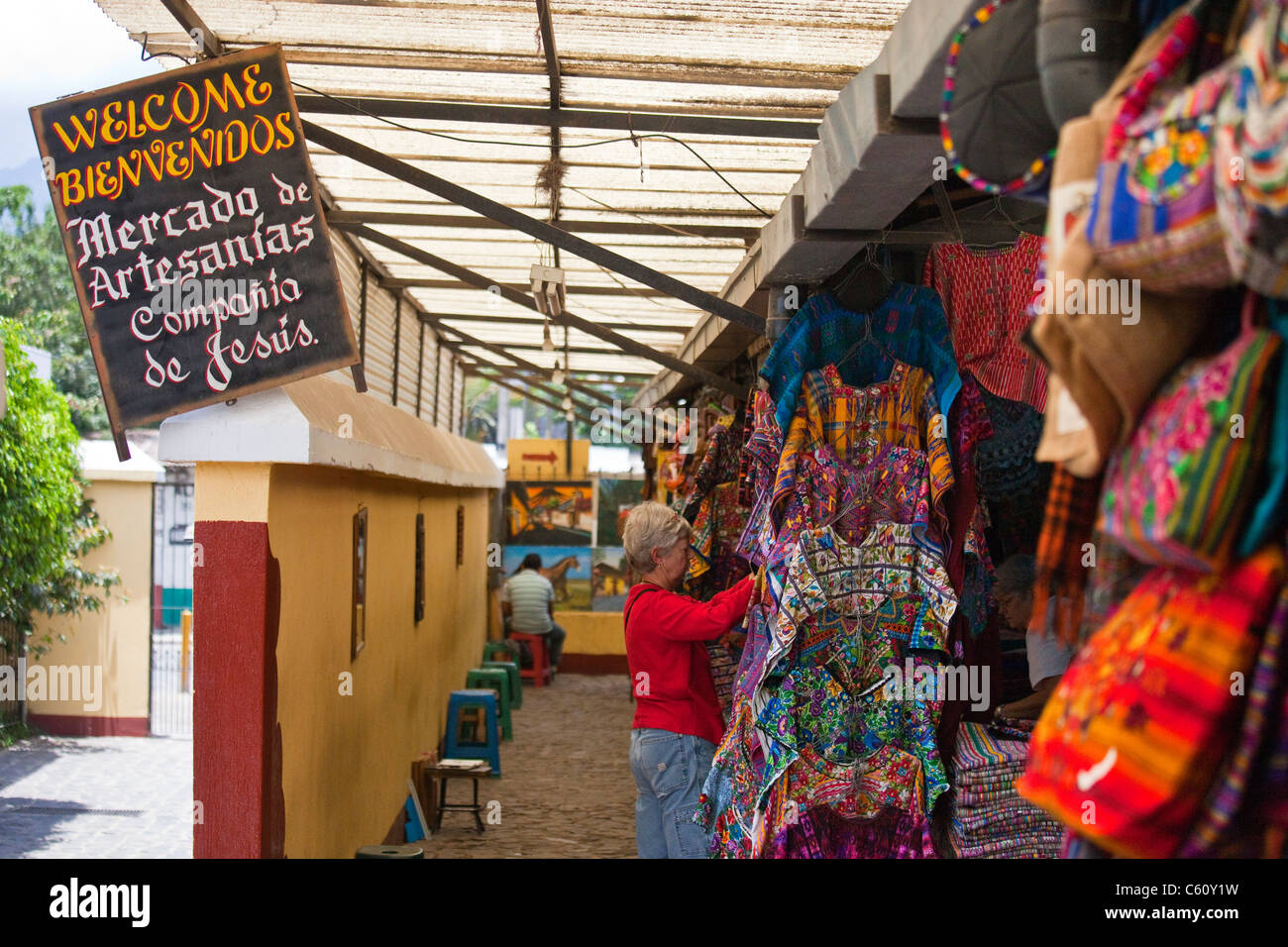 Mercado de Artesanias, Marché des artisans, Antigua, Guatemala Banque D'Images