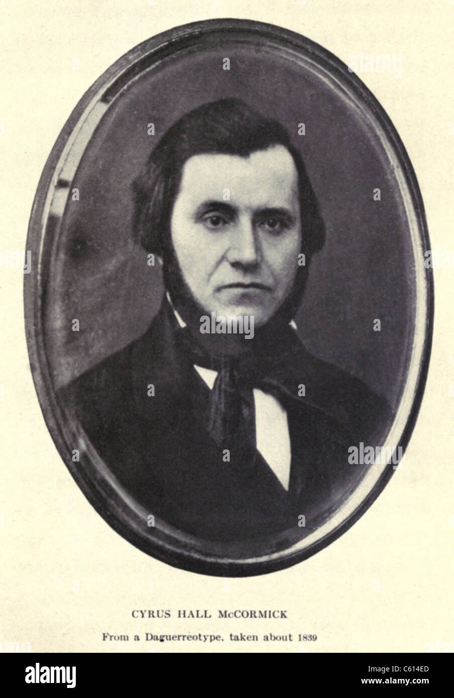 Cyrus Hall McCormick 1809-1884 breveté la première moissonneuse mécanique en 1834 automatisation de grain récolté par première coupe et puis Banque D'Images