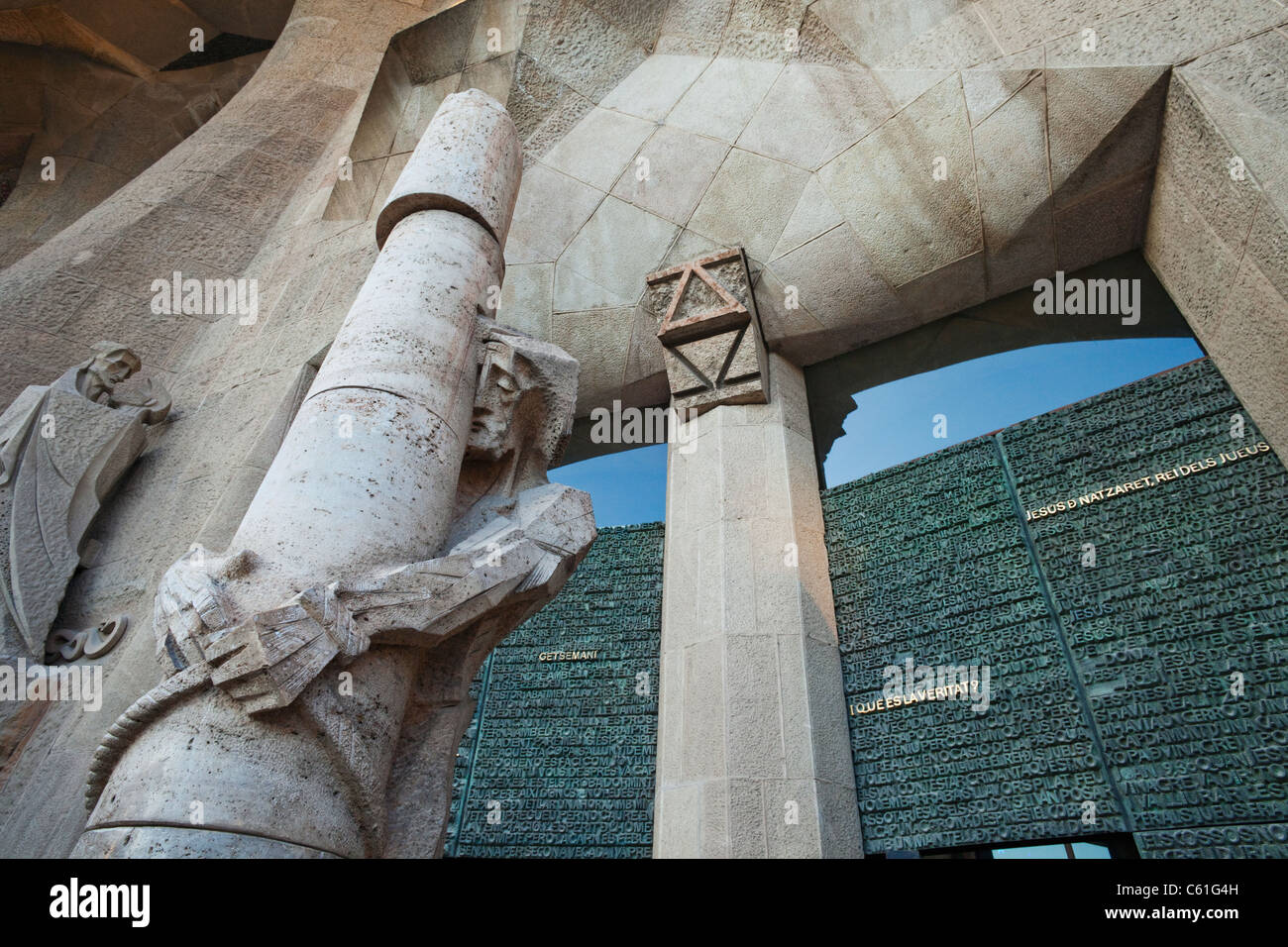 Espagne, Barcelone, Sagrada Familia, flagellation du Christ Statue Banque D'Images