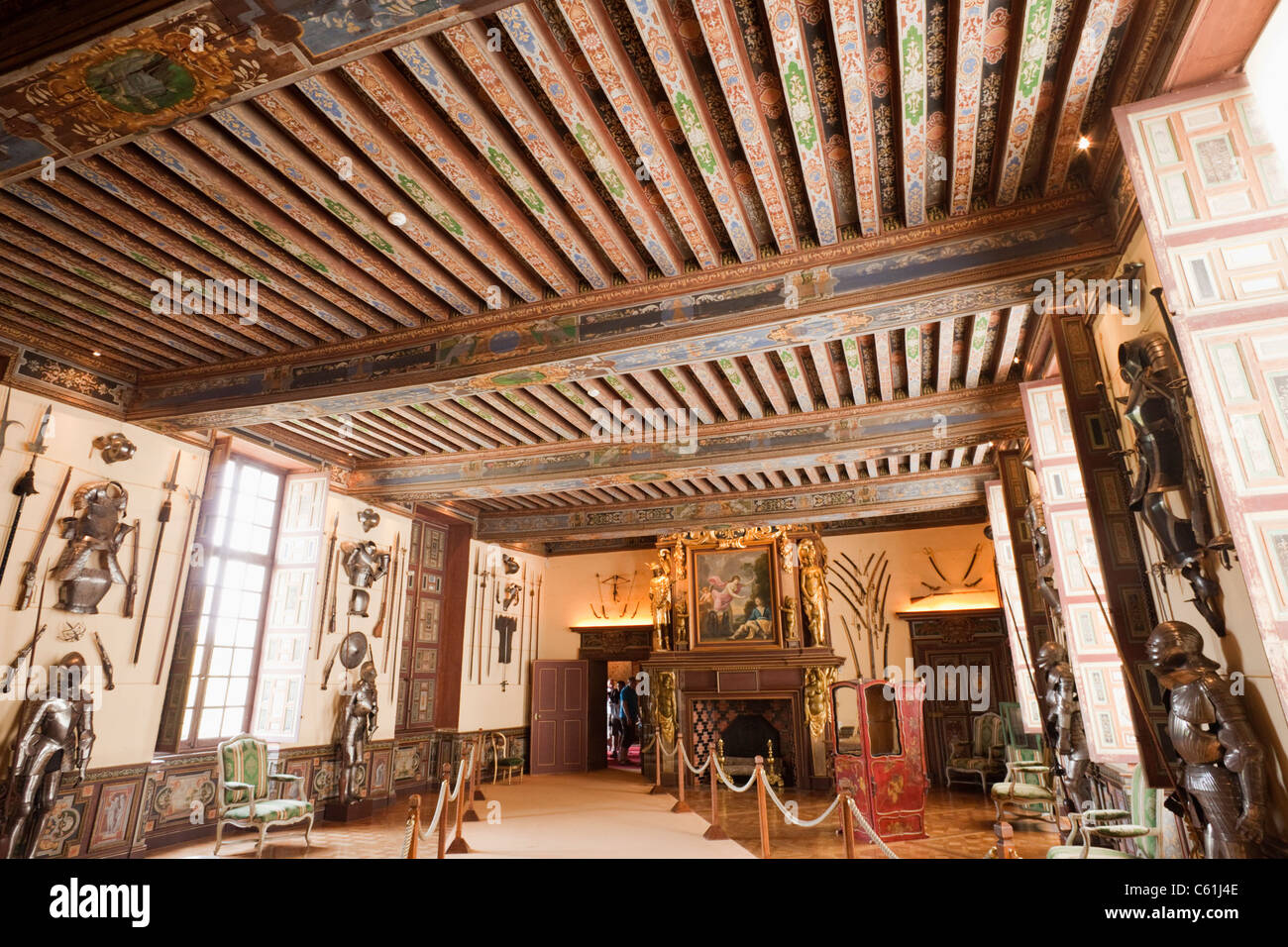 France, vallée de la Loire, Château de Cheverny, la salle d'armes Banque D'Images