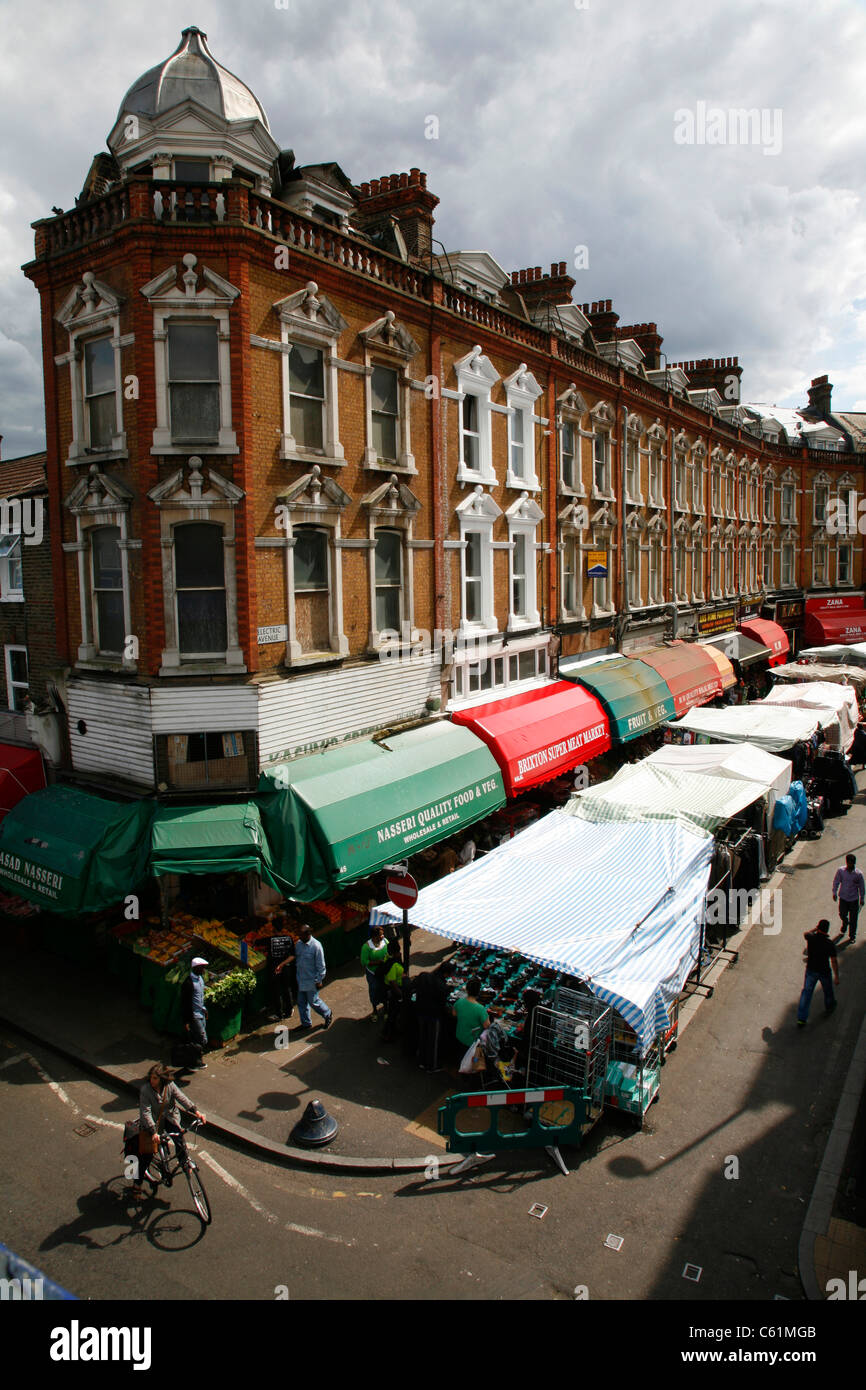 Marché de Brixton sur Electric Avenue, Brixton, London, UK Banque D'Images