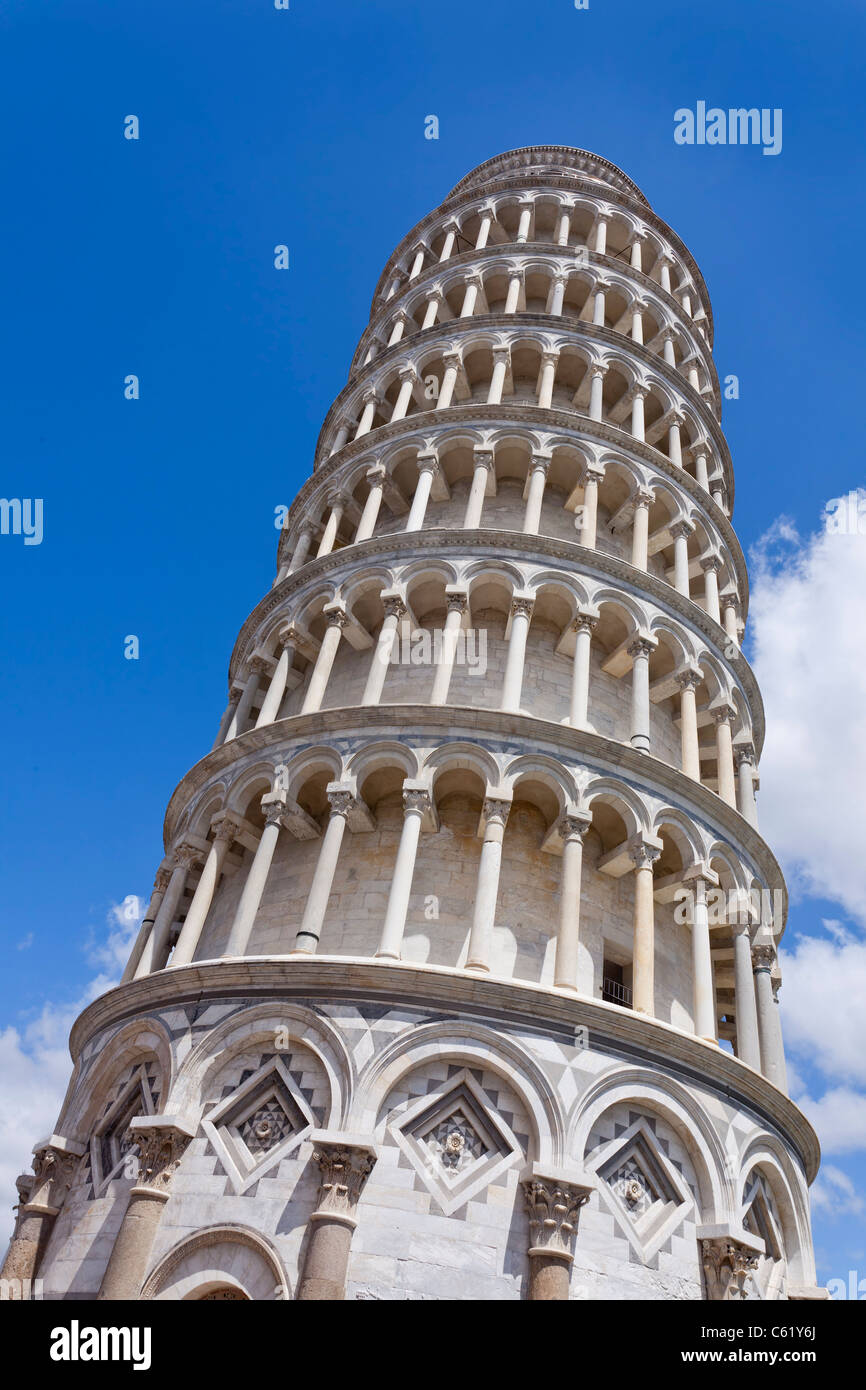 La tour de Pise, la Piazza dei Miracoli, Pisa, Italie Banque D'Images