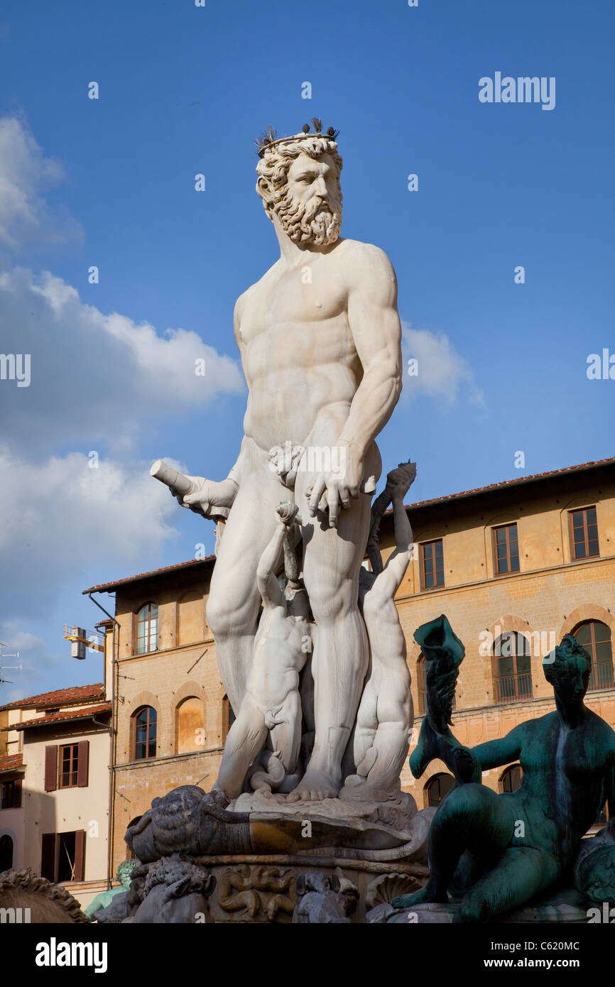 La fontaine de Neptune par Bartolomeo Ammannati (1575) Piazza della Signoria, Florence, Italie Banque D'Images