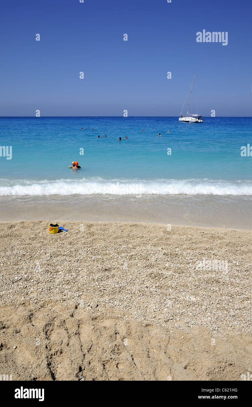 Plage de Porto Katsiki, île de Lefkada, Grèce Banque D'Images