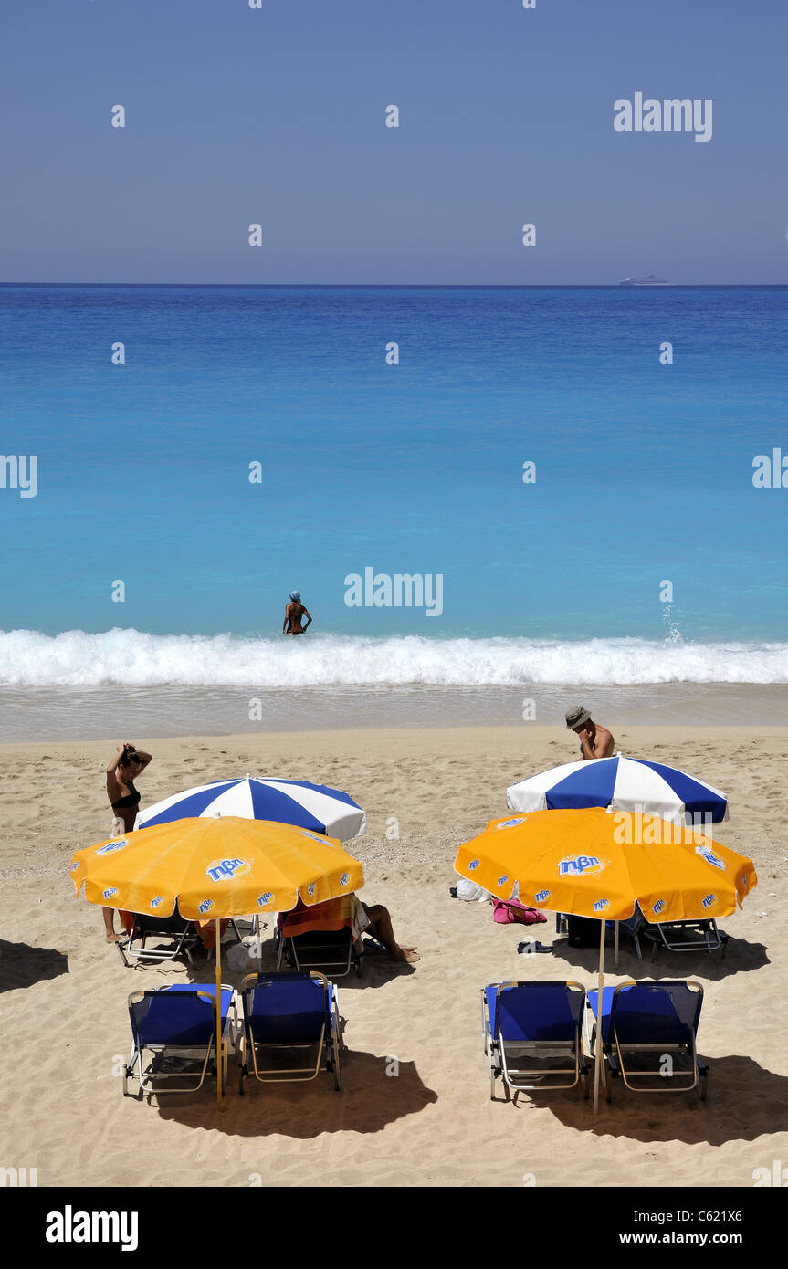 Plage de l'île de Lefkada, Egremni, Grèce Banque D'Images