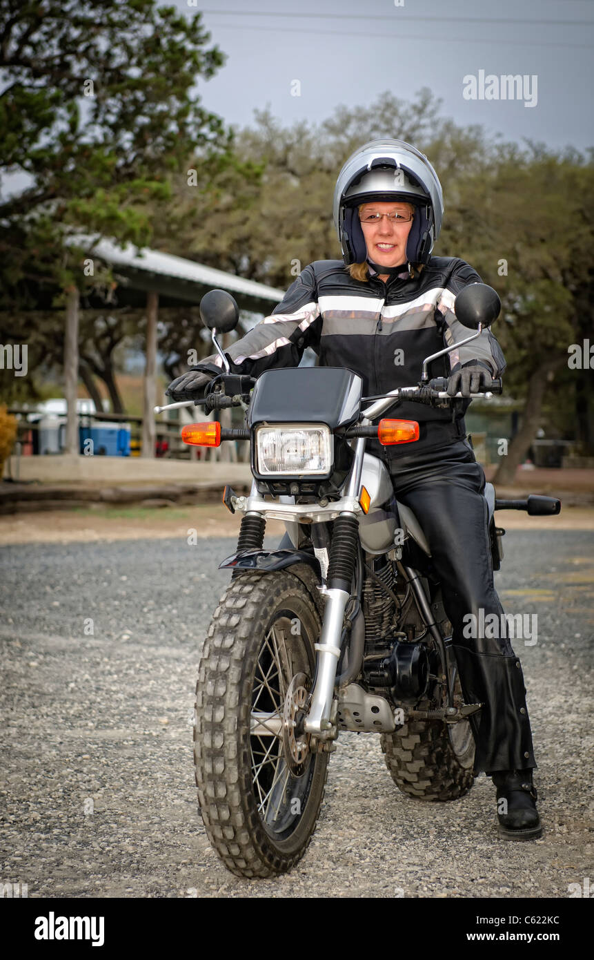 Biker mature lady Banque D'Images