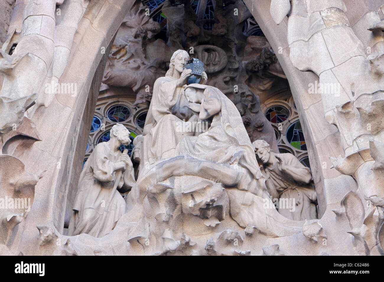 La Sagrada Familia de Gaudi, l'architecture de l'église de Barcelone, Catalogne. Espagne Europe Banque D'Images