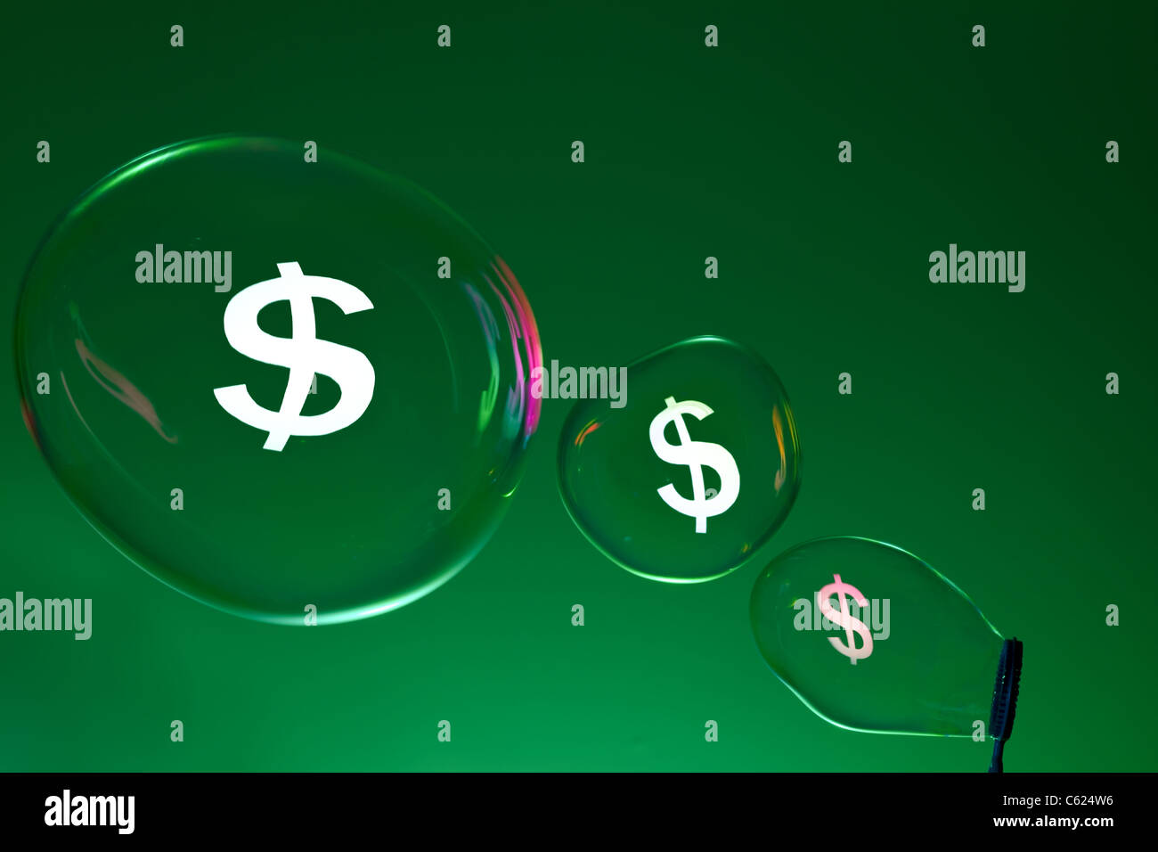 Bulles et signe dollar. Concept financier. Banque D'Images