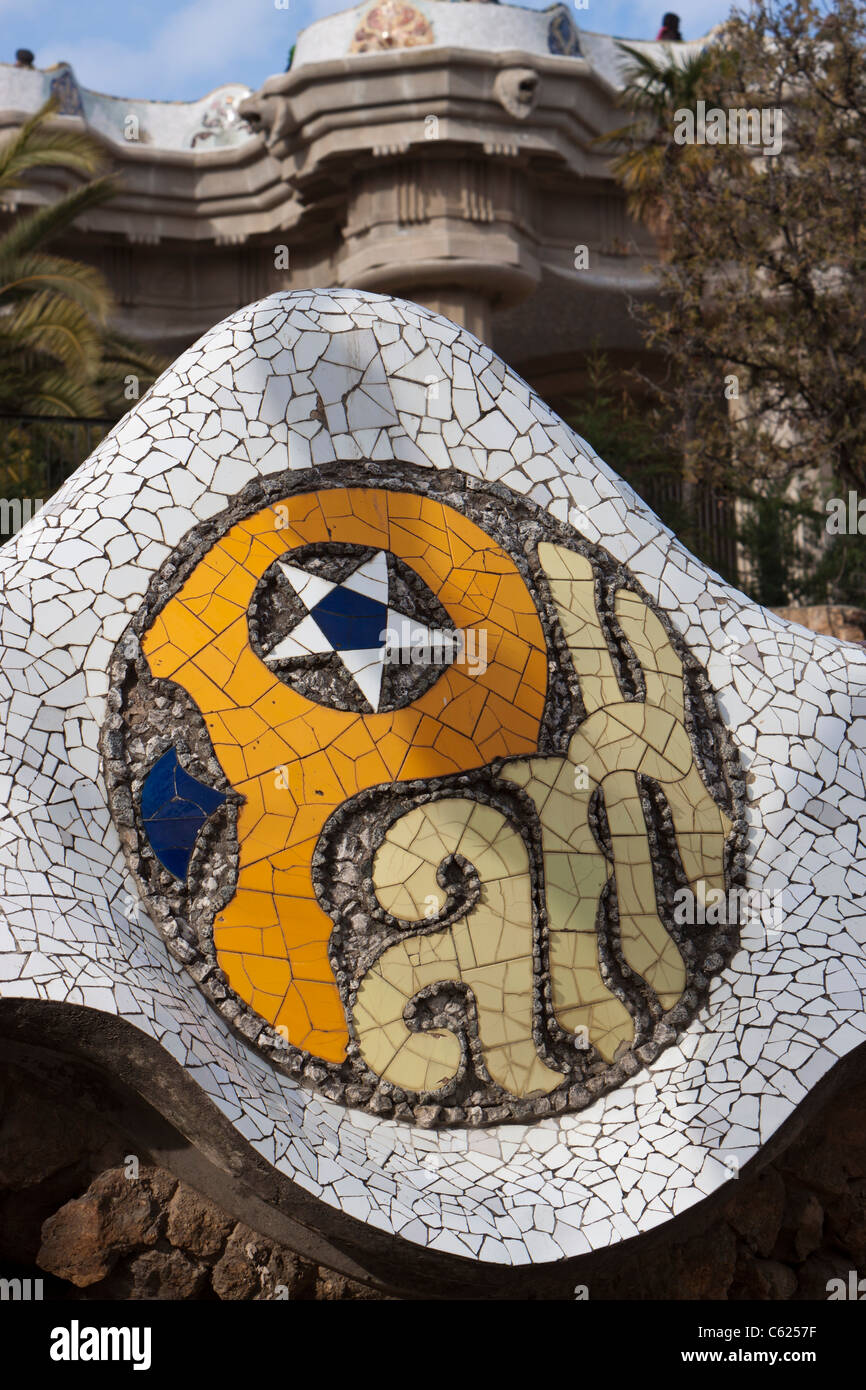 Le parc Güell est un parc public système composé de jardins et d'éléments architectoniques situé sur la Colline du Carmel, à Barcelone, Catalogne (Espagne) Banque D'Images