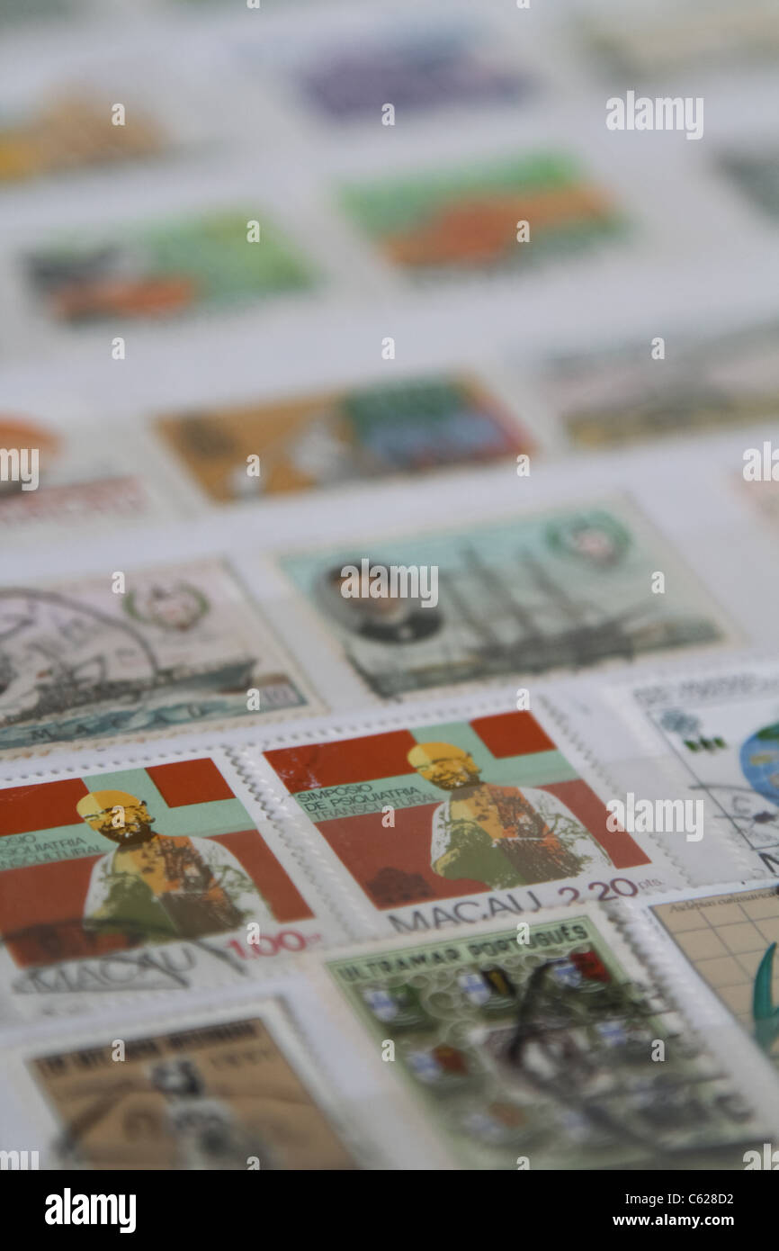 Collection Timbres Timbres Macao Banque D'Images