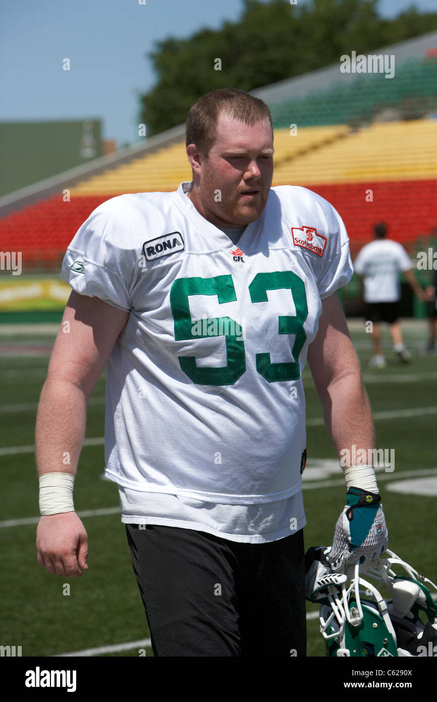 Patrick neufeld Saskatchewan Roughriders offensive ligne ol player mosaic stadium taylor field regina canada Banque D'Images