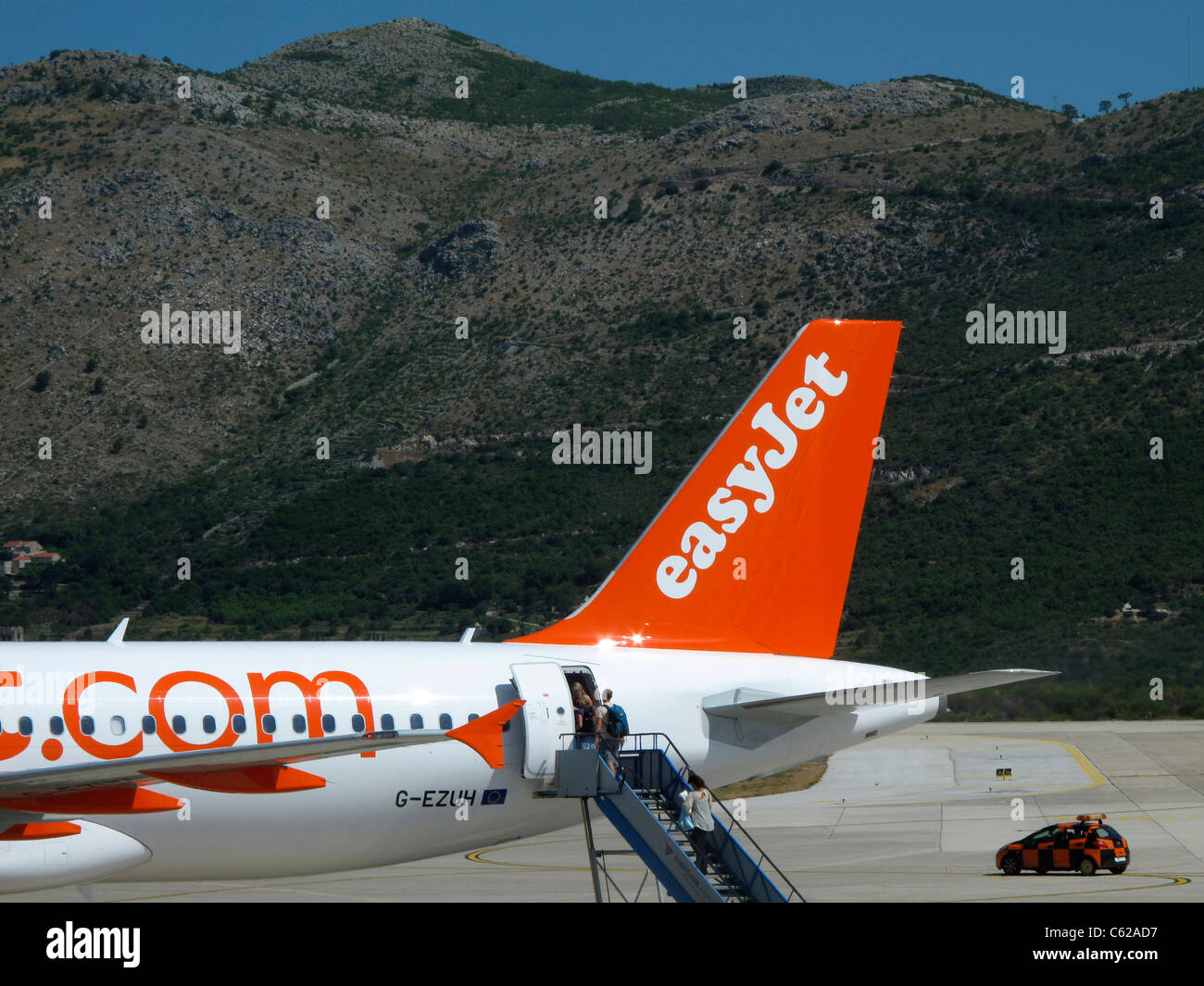 Avion Easyjet à l'aéroport de Dubrovnik Banque D'Images