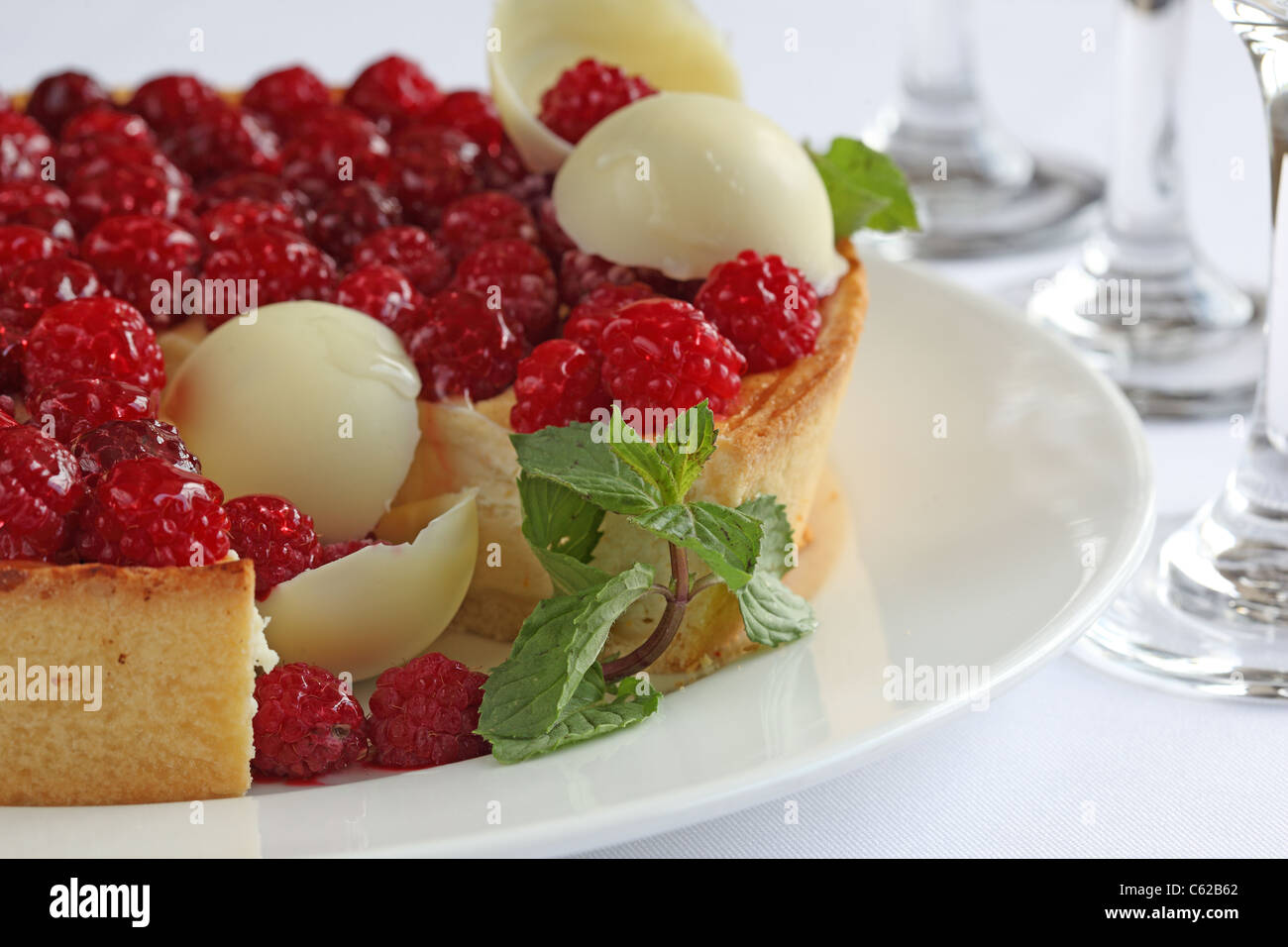 gâteau aux framboises Banque D'Images