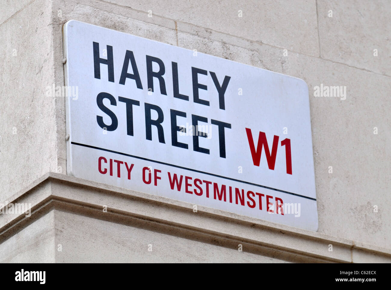 Harley Street sign, Londres, Angleterre, Royaume-Uni Banque D'Images