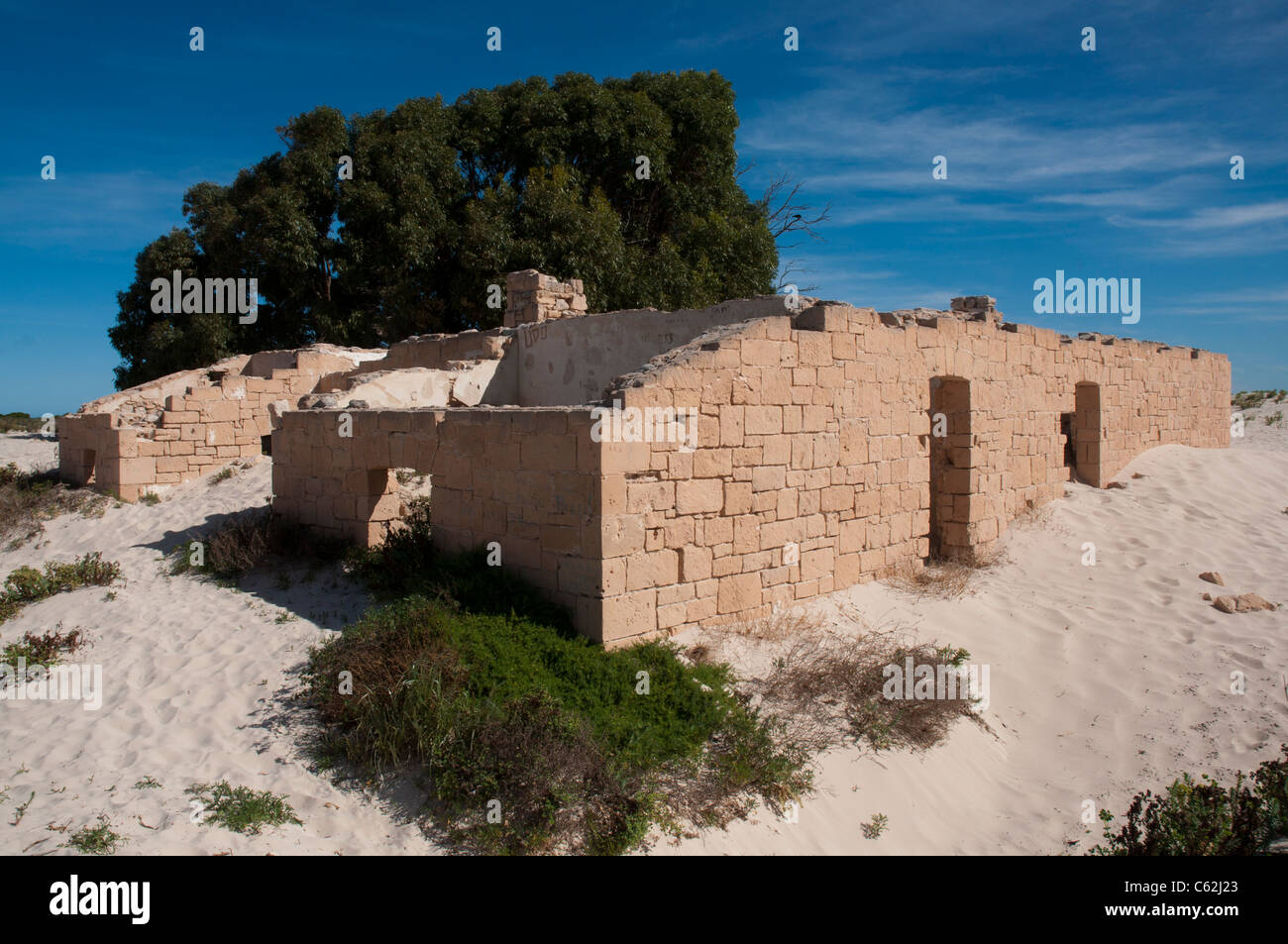 La ruine de l'ancienne station télégraphique de 1877 à Eucla en Australie méridionale Banque D'Images