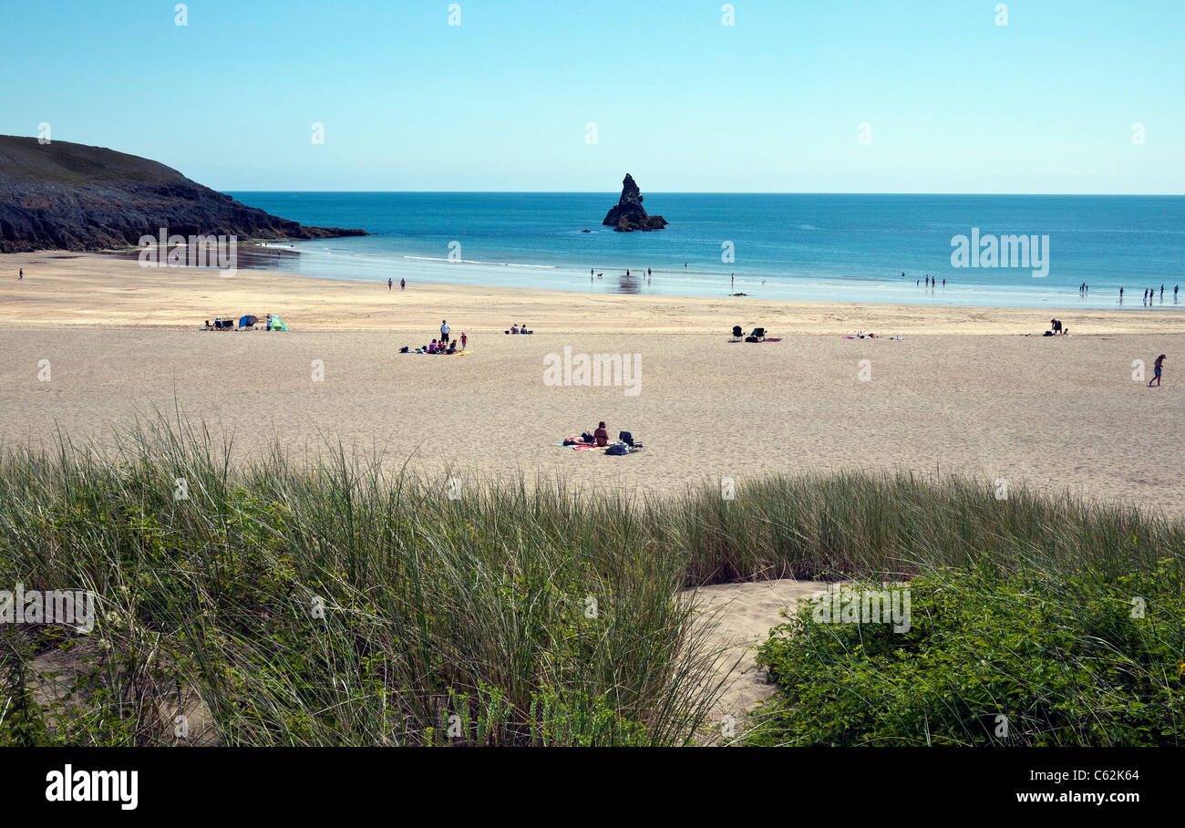 Large plage de Pembrokeshire Coast, Haven, South Wales, UK Banque D'Images