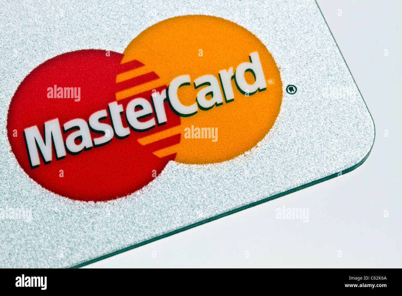 Gros plan sur fond blanc de Mastercard Banque D'Images
