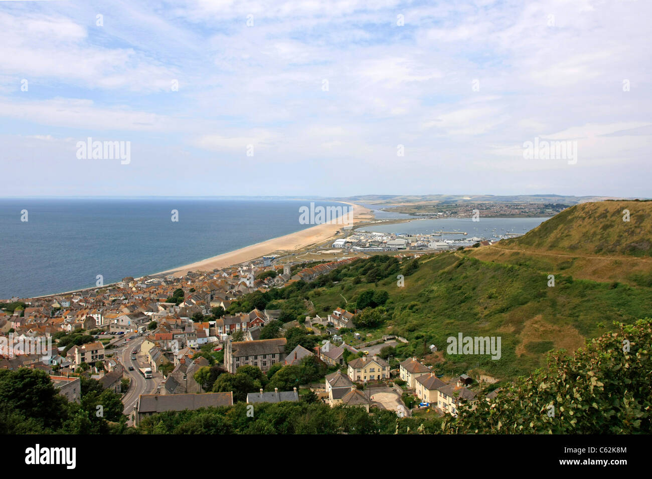 Plage de Chesil et Fortuneswell sur l'île Portland Dorset Banque D'Images