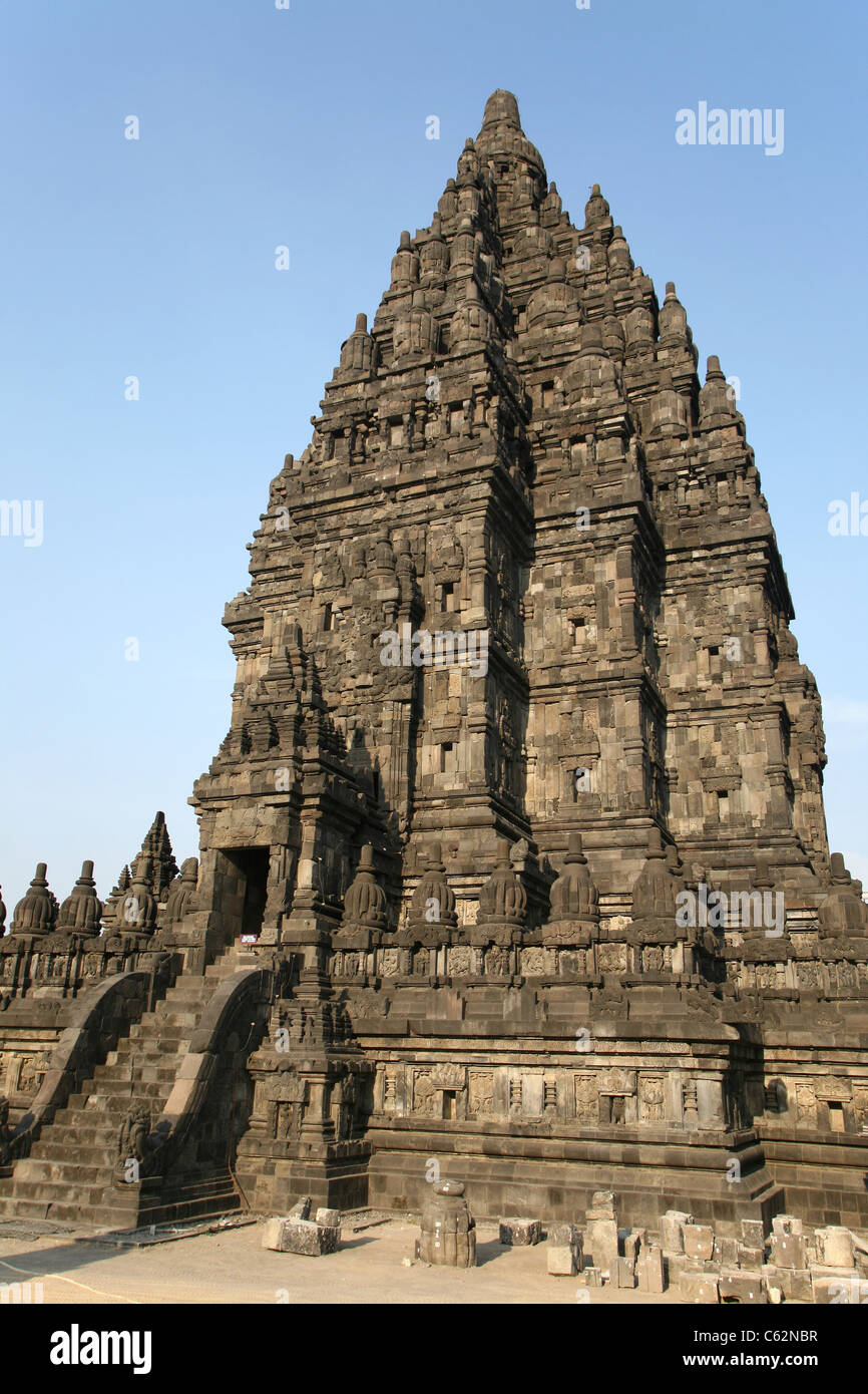 Candi Shiva temple de Prambanan, le plus grand temple hindou de l'Indonésie. Yogyakarta, Java, Indonésie, Asie du Sud, Asie Banque D'Images