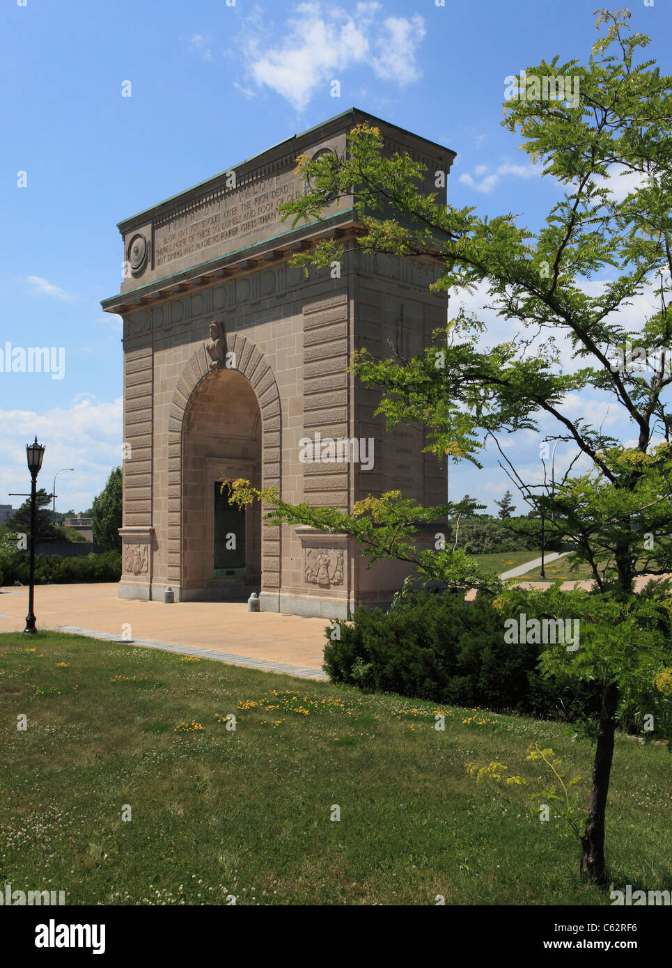 Le Canada, l'Ontario, Kingston, Collège militaire royal, Memorial Arch, Banque D'Images