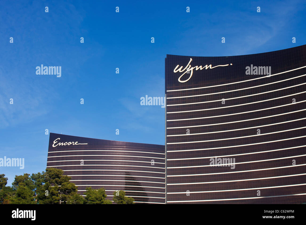 Twin Towers Hotel de luxe à Las Vegas, le Wynn et le Encore Banque D'Images